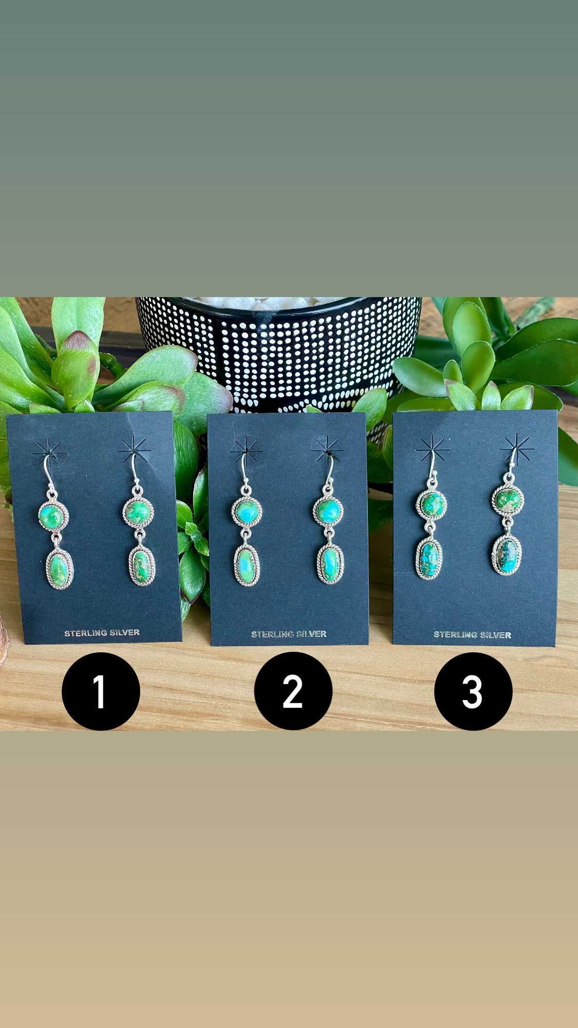 Southwest Handmade Sonoran Mountain Turquoise & Sterling Silver Post Dangle Earrings