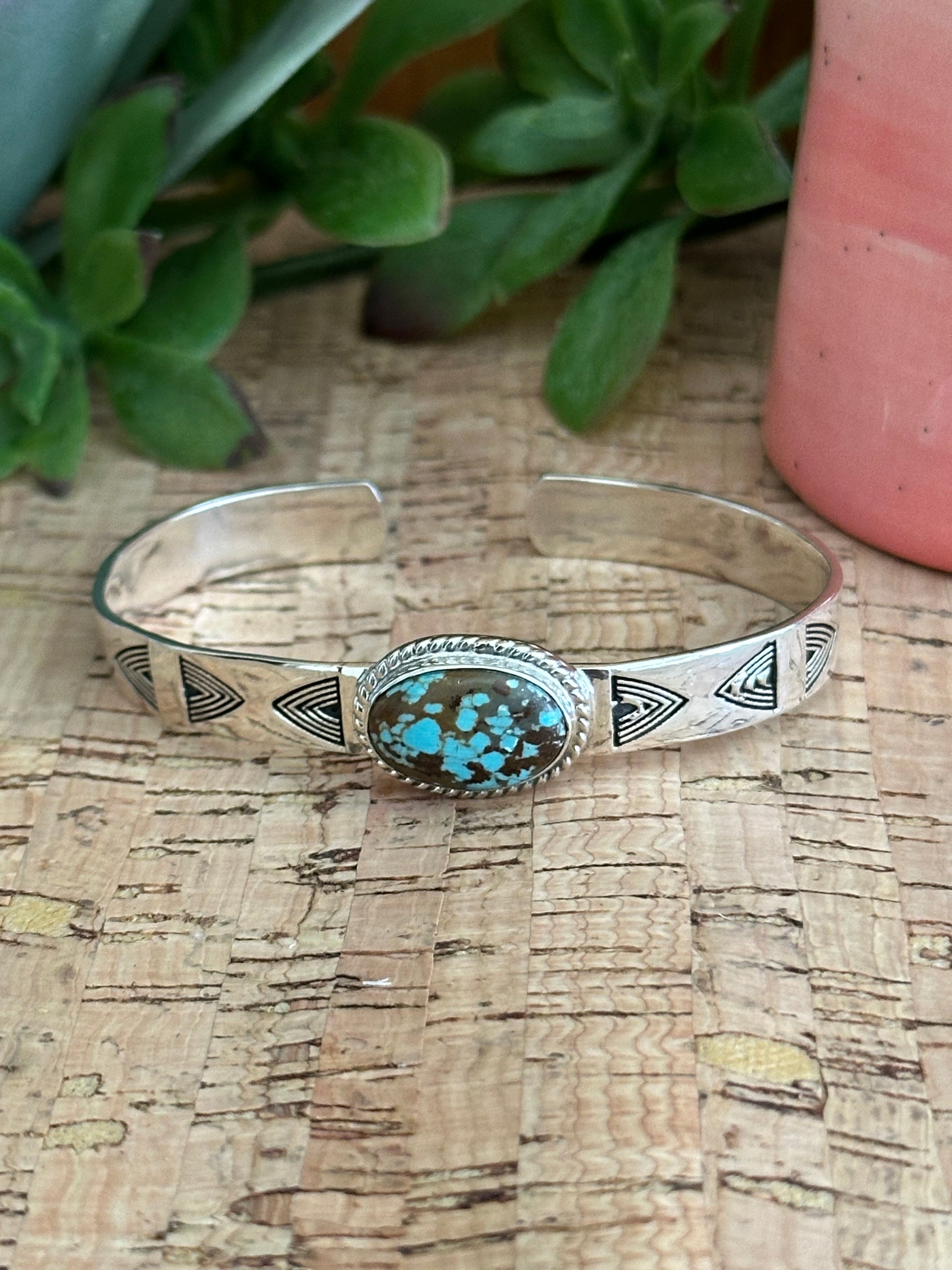 Southwest Made #8 Turquoise & Sterling Silver Cuff Bracelet