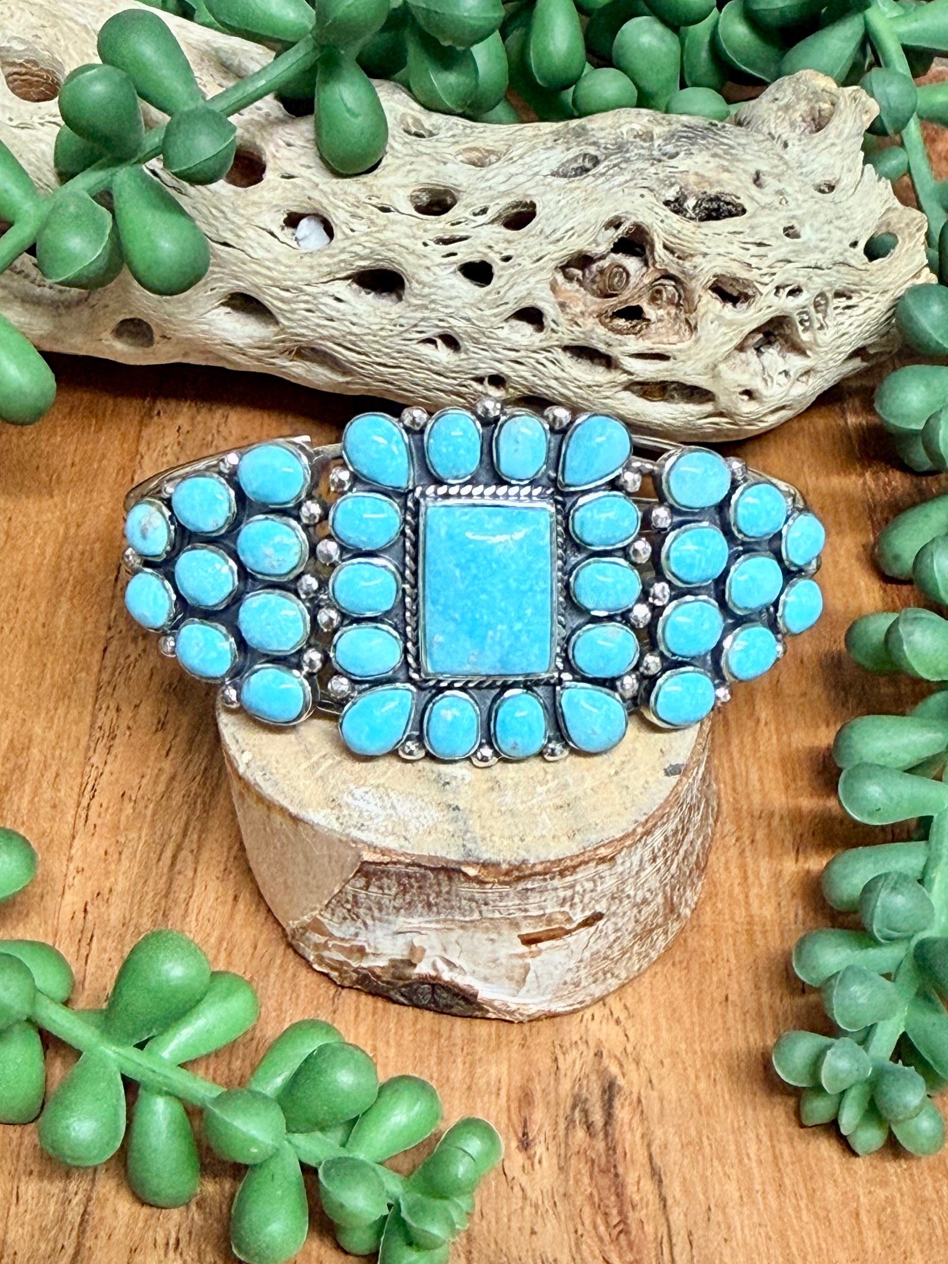 Southwest Handmade Kingman Turquoise & Sterling Silver Cuff Bracelet