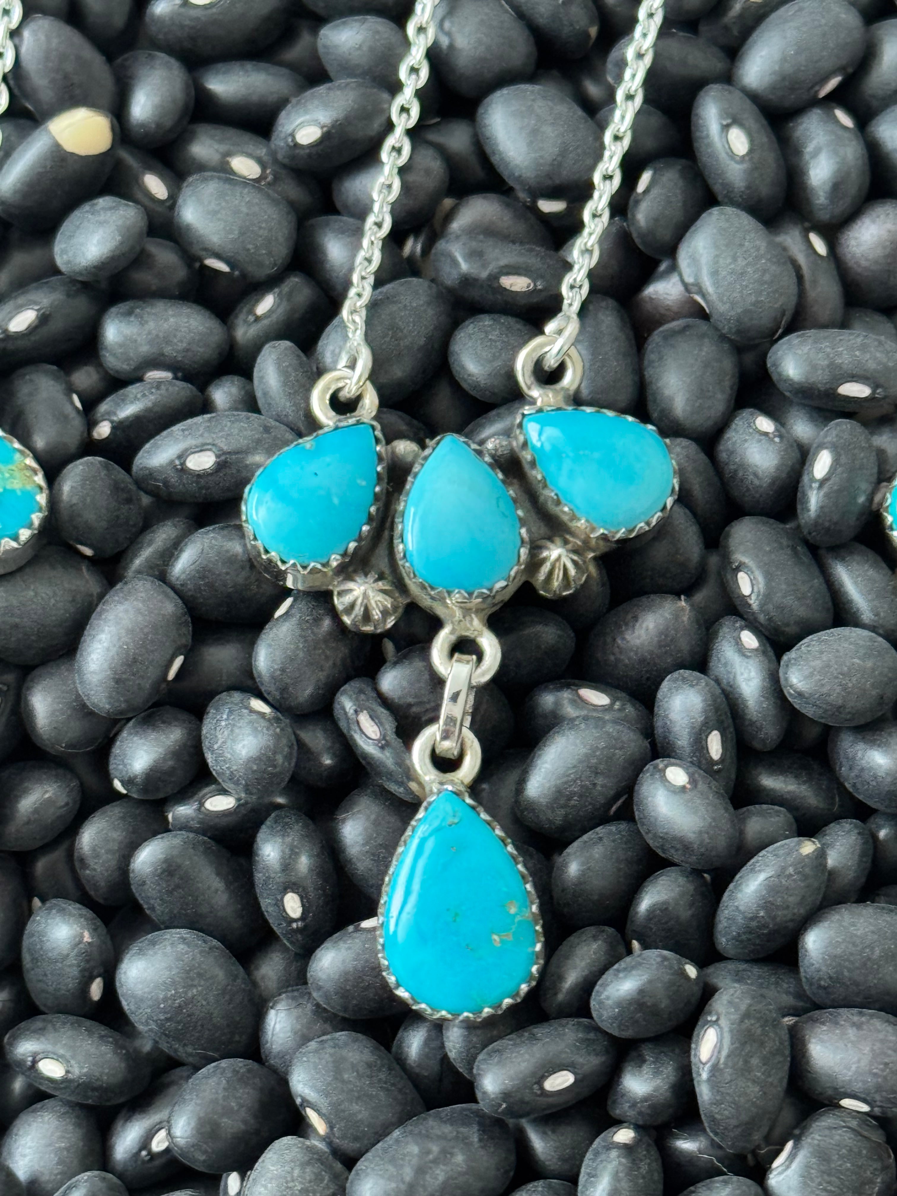 Southwest Valley Blue Turquoise & Sterling Silver Necklace