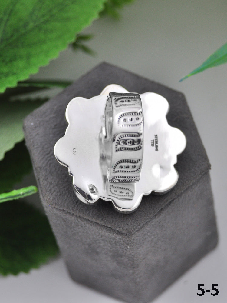 Southwest Made Multi Stone & Sterling Sliver Cluster Adjustable Ring