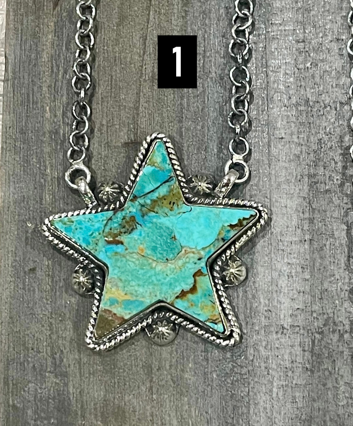 Southwest Handmade Kingman Turquoise & Sterling Silver Star Necklace