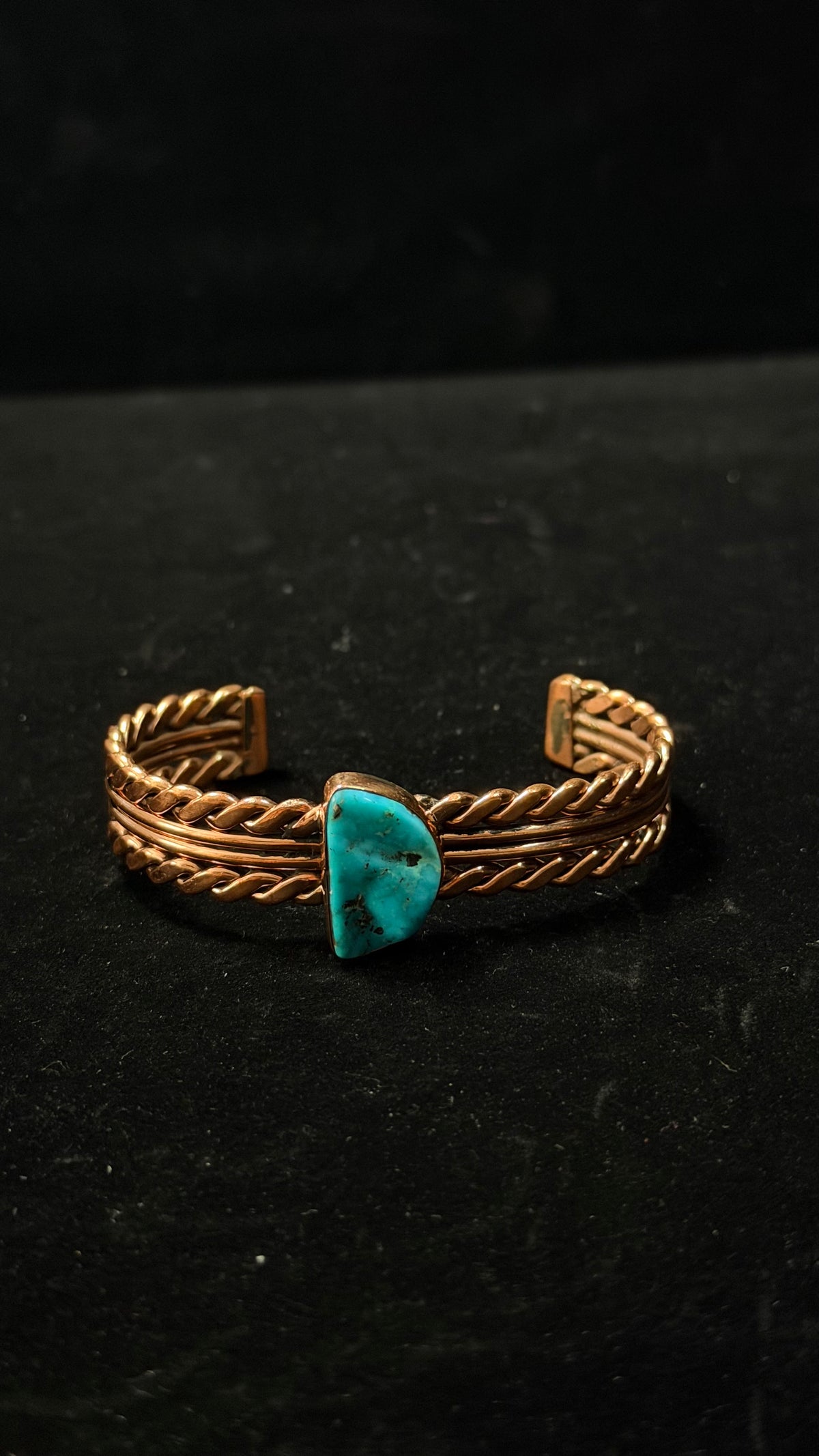 Navajo Made Kingman Turquoise & Copper Cuff Bracelet