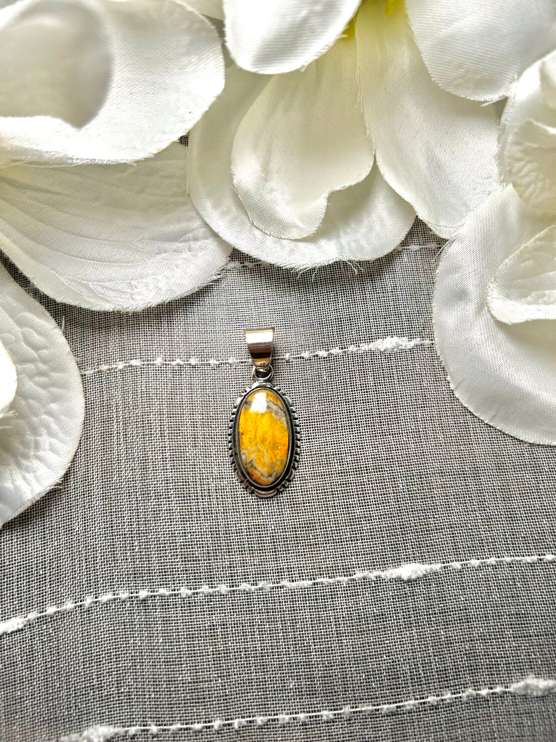 Navajo Made BB Agate & Sterling Silver Pendant