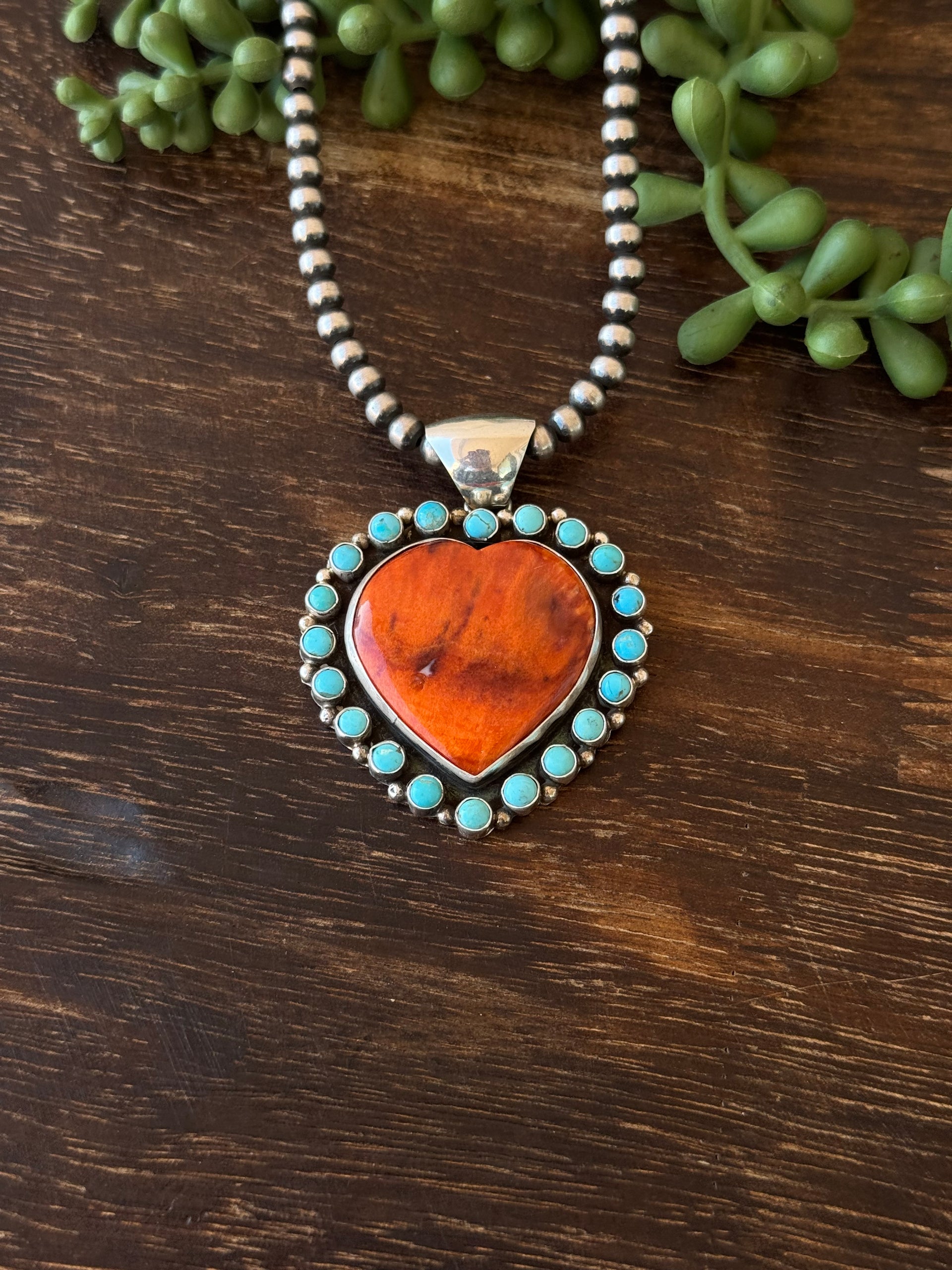 Peggy Skeets Multi Stone & Sterling Silver Cluster Heart Pendant