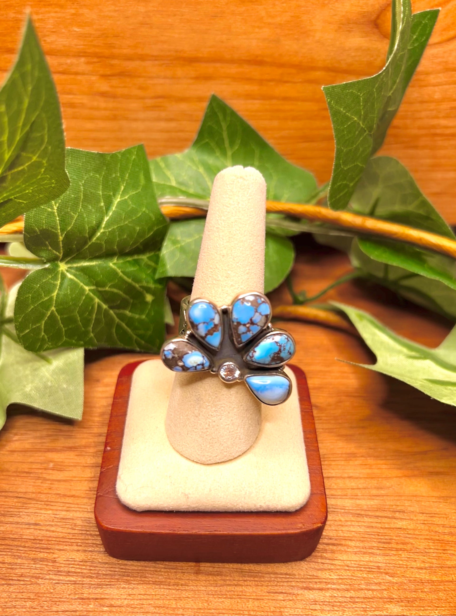 Southwest Handmade Multi Stone & Sterling Sliver Adjustable Ring