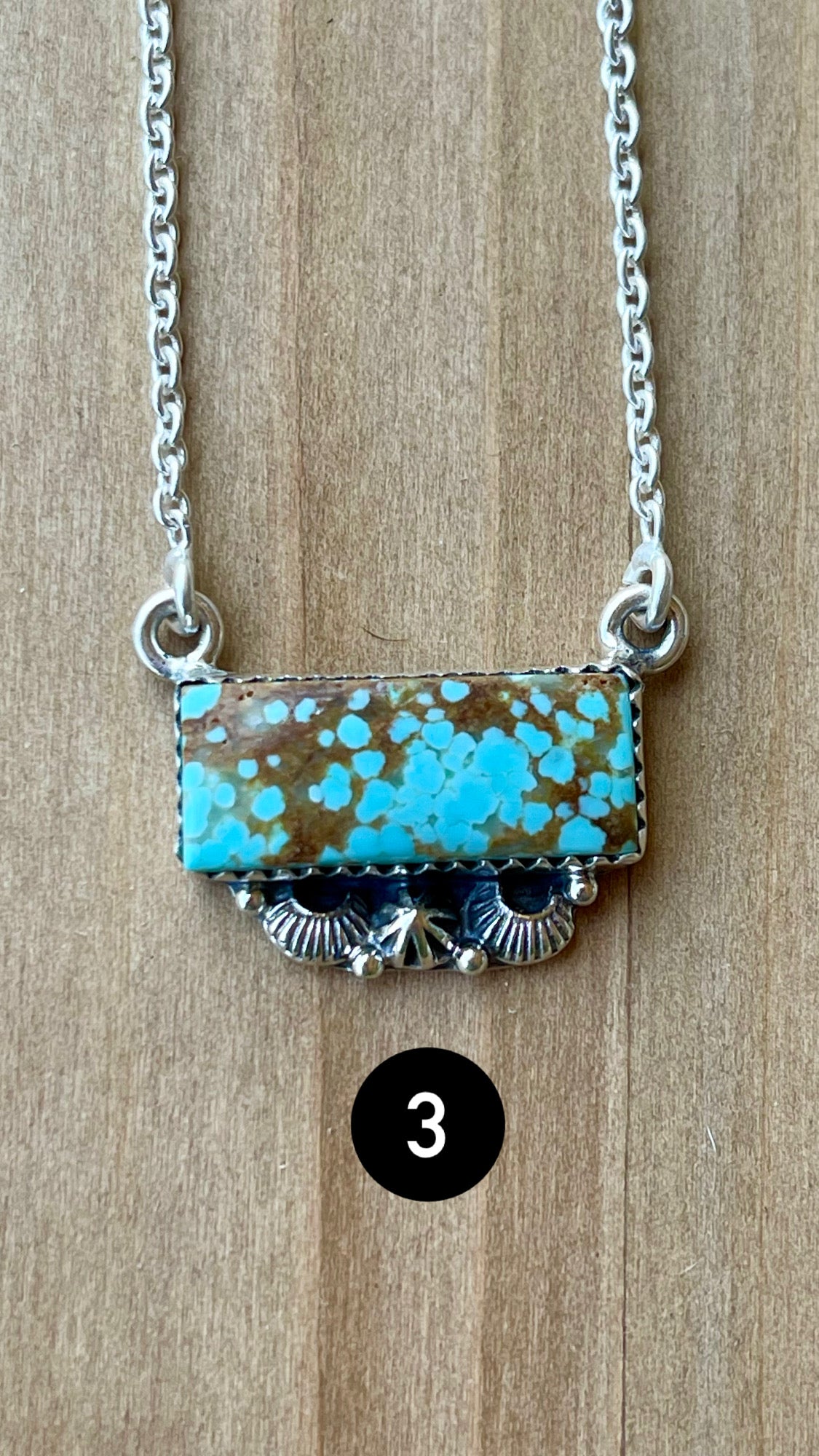 Southwest Handmade Number 8 Turquoise & Sterling Silver Bar Necklace