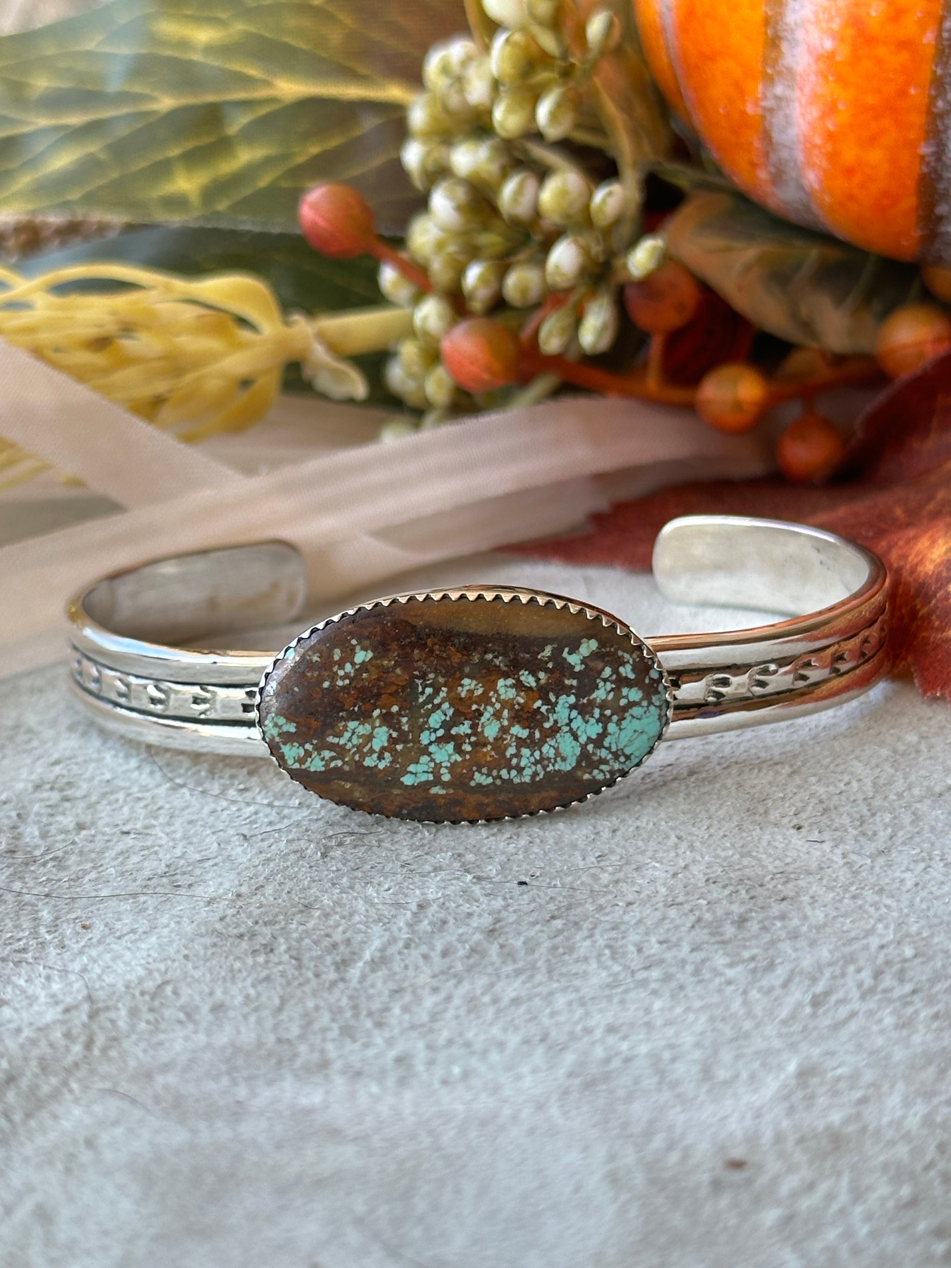 Southwest Made #8 Turquoise & Sterling Silver Cuff Bracelet