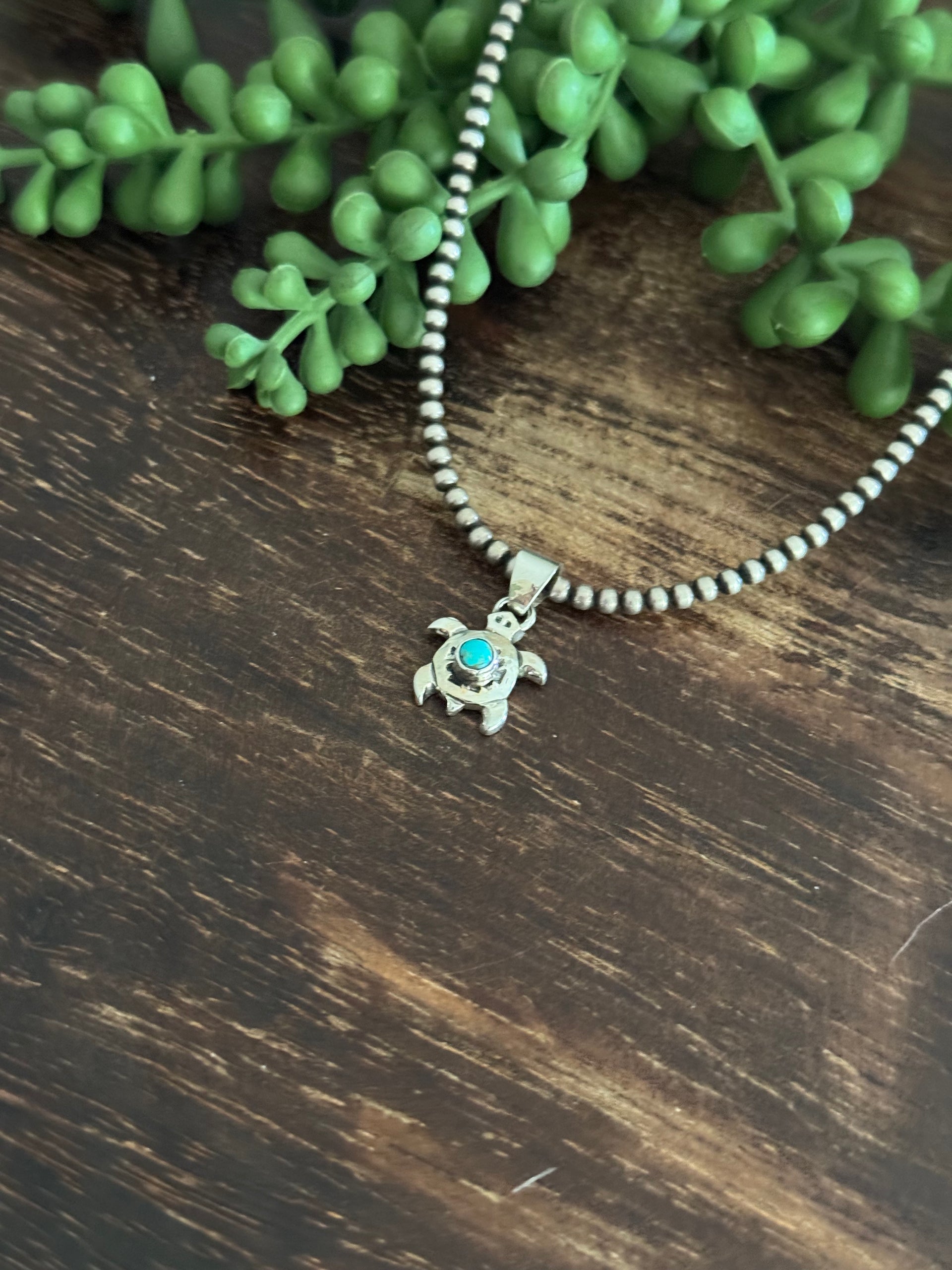 Navajo Made Kingman Turquoise & Sterling Silver Pendant