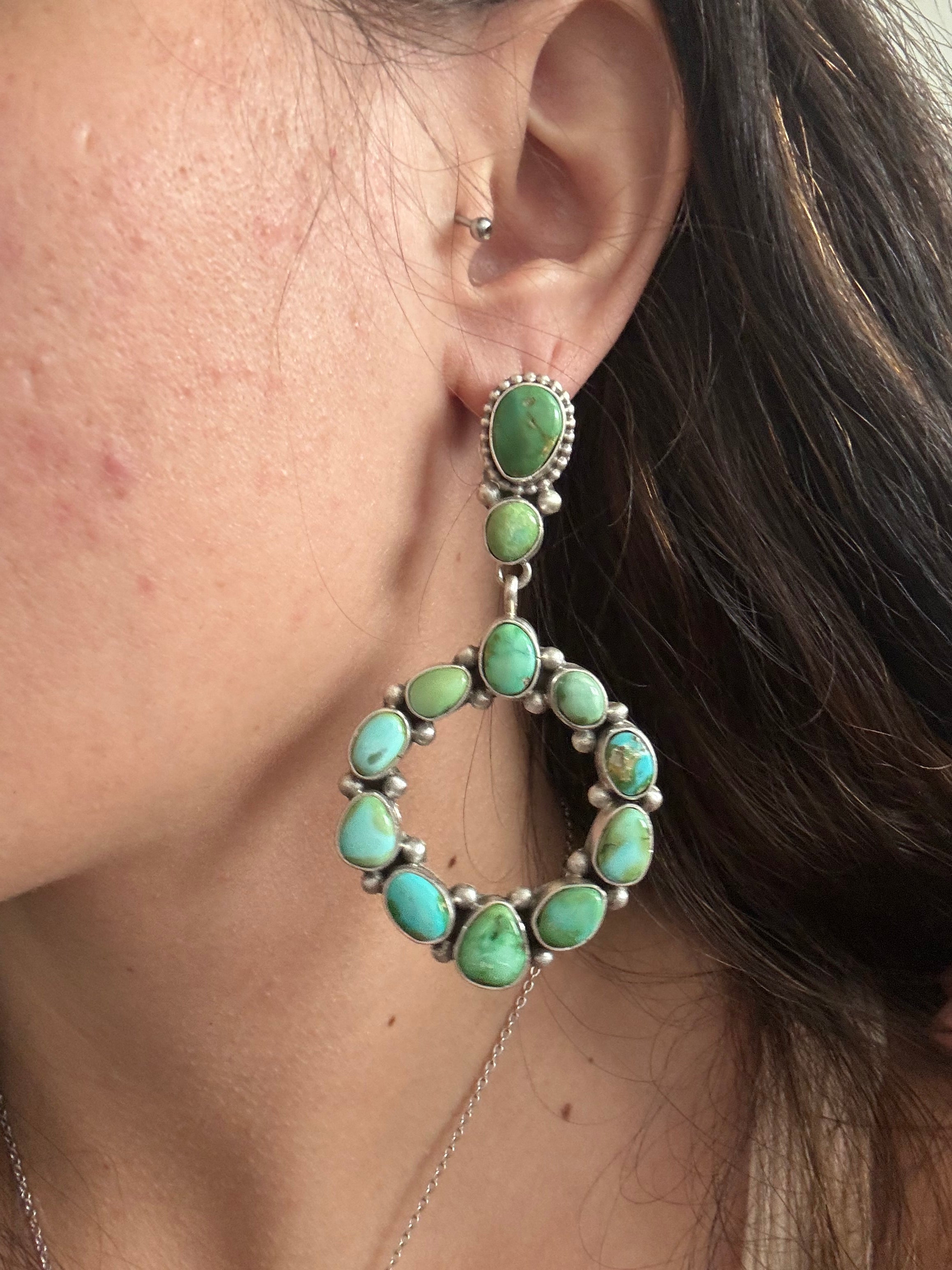 Lorenzo Juan Sonoran Mountain Turquoise & Sterling Silver Post Dangle Earrings