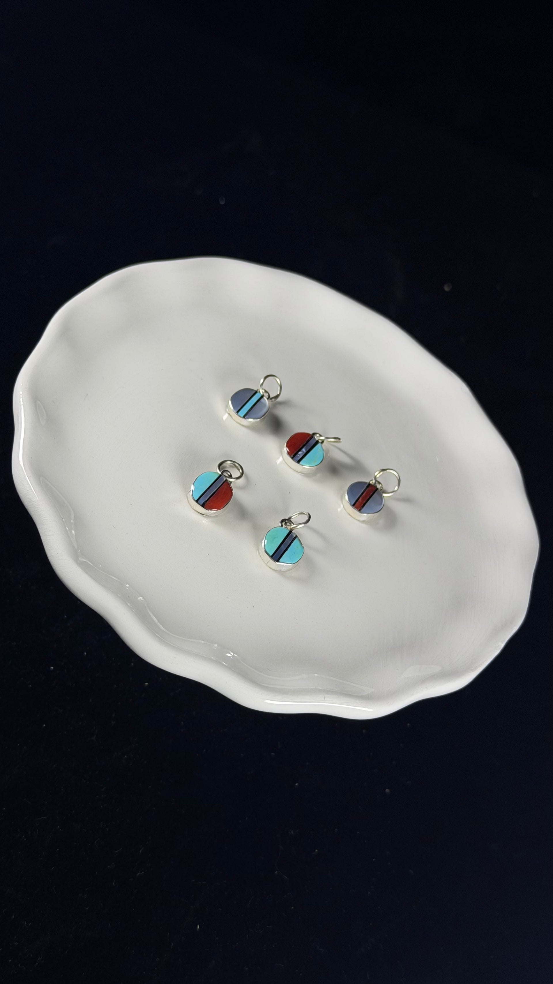 Zuni Made Multi Stone & Sterling Silver Inlay Pendant