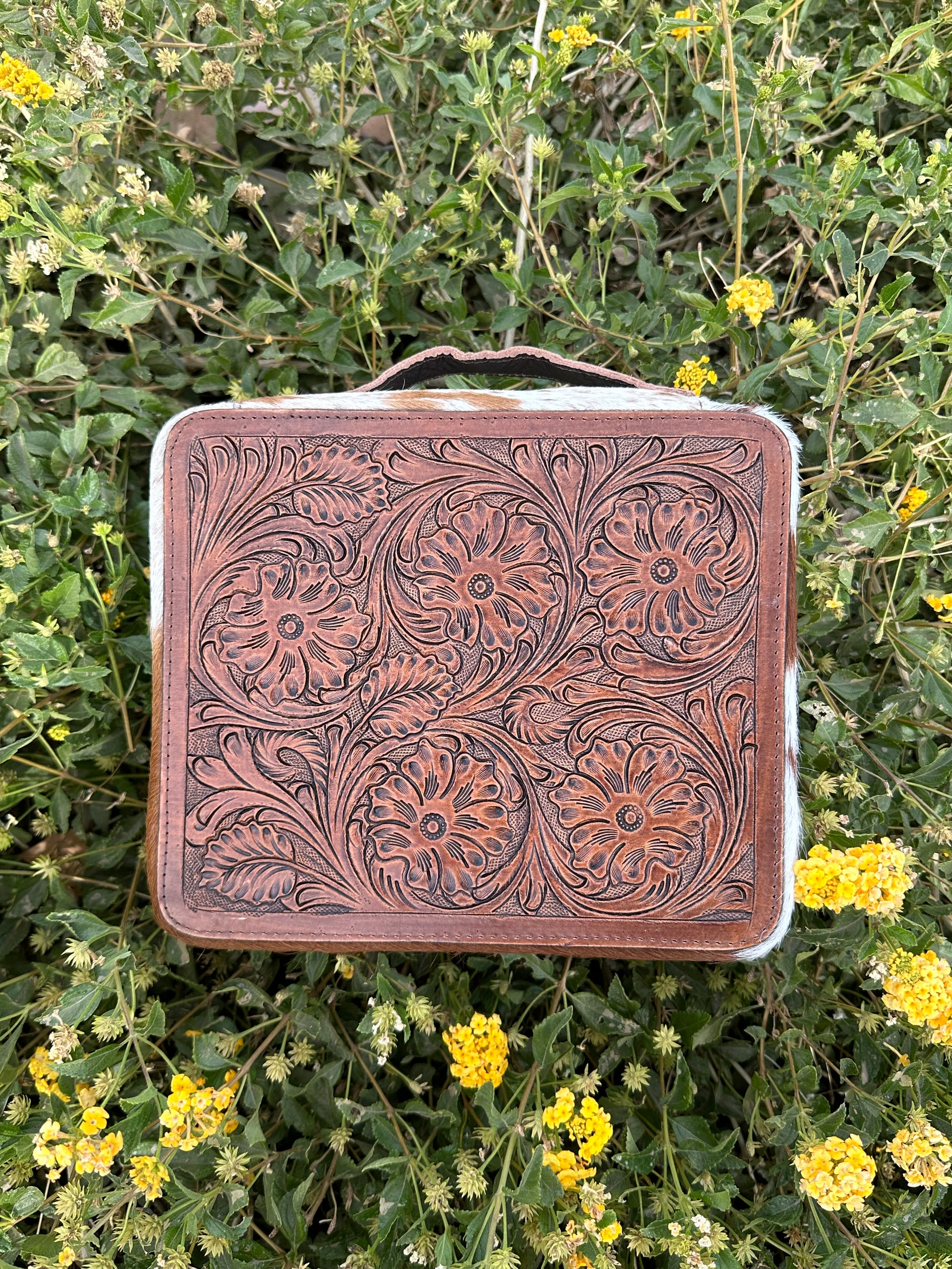 Genuine Leather Cowhide & Tooled Leather Jewelry Box