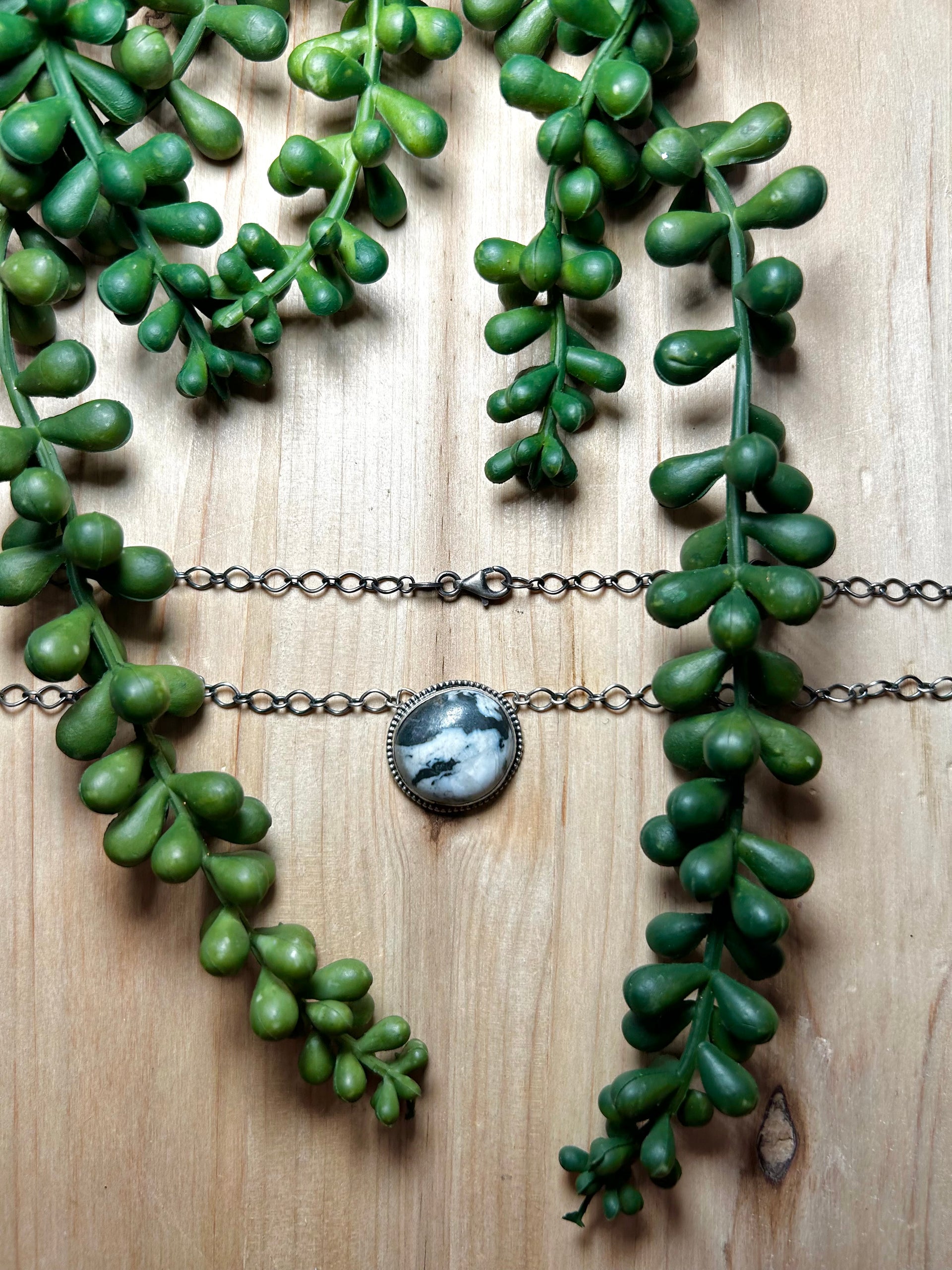 Navajo Made White Buffalo & Sterling Silver Necklace