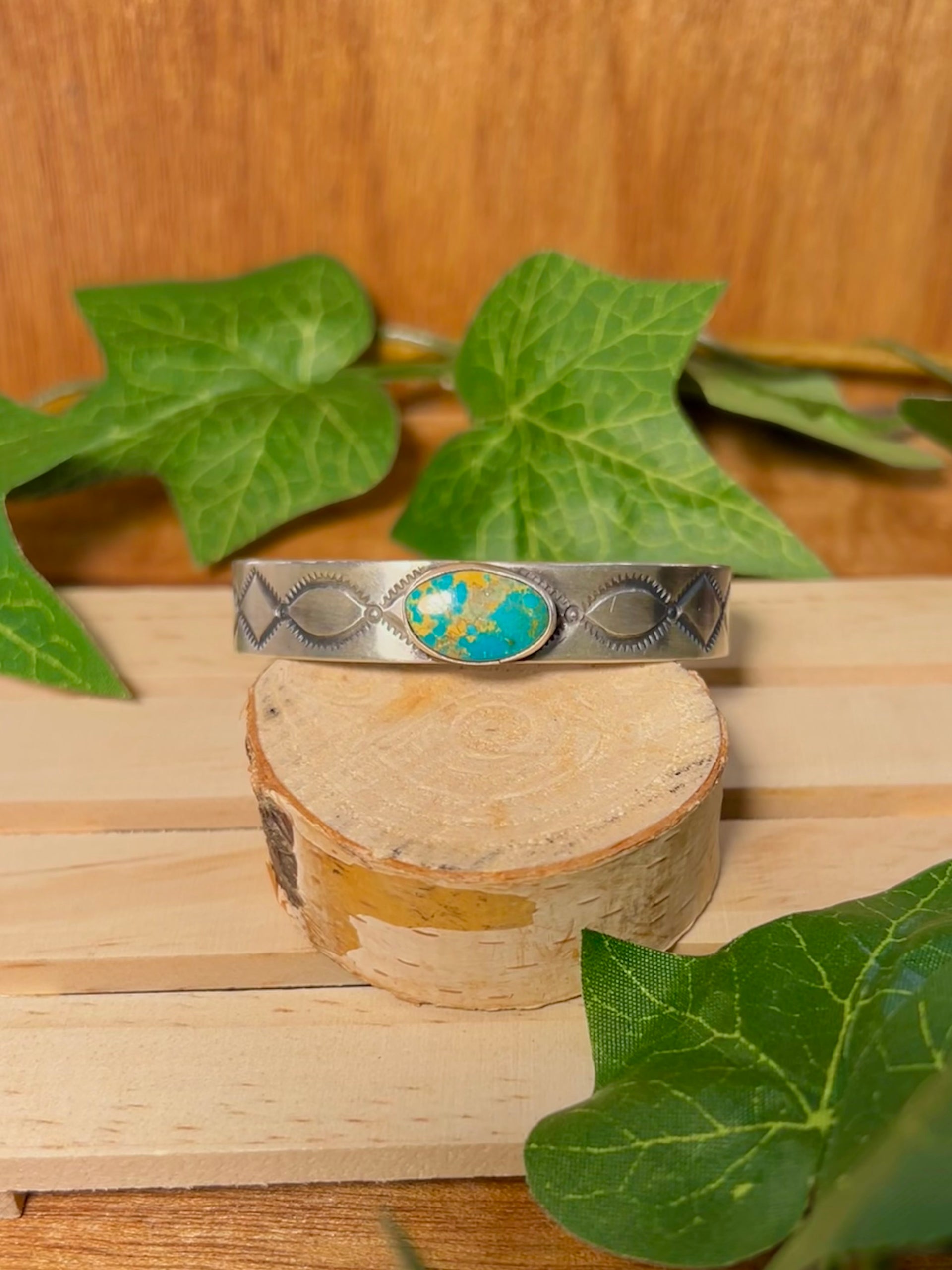 Navajo Made Royston Turquoise & Sterling Silver Cuff Bracelet