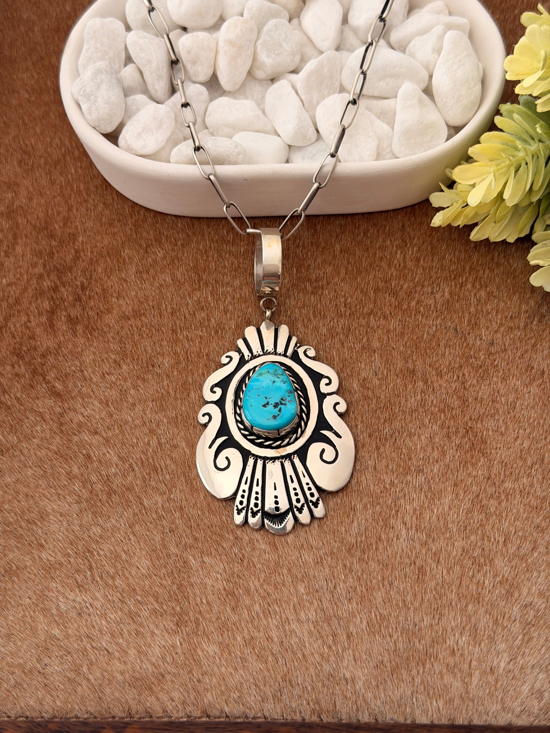 Tommy & Rose Singer Kingman Turquoise & Sterling Silver Pendant