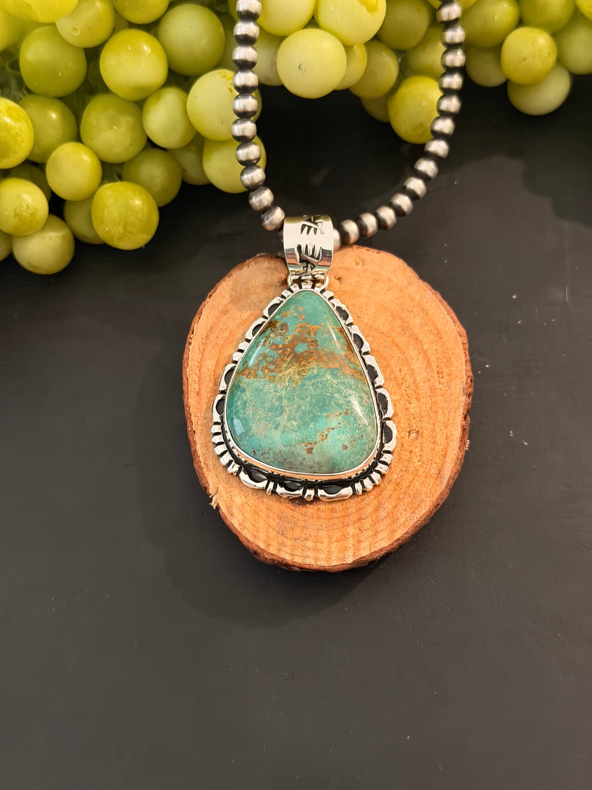 Navajo Made Royston Turquoise & Sterling Silver Pendant