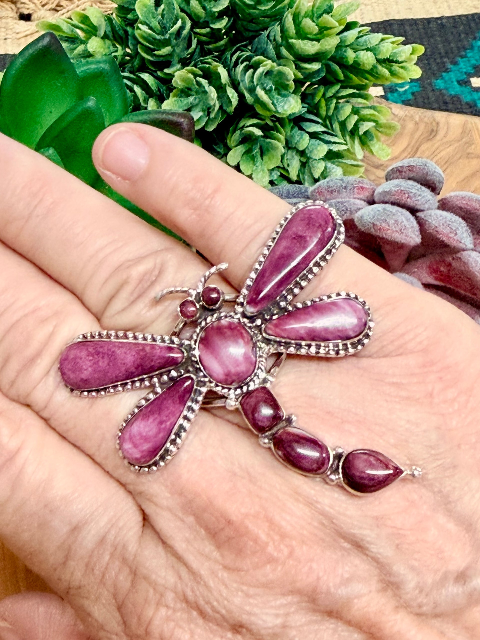 Southwest Handmade Purple  Spiny Oyster & Sterling Silver Ring Size 9.5