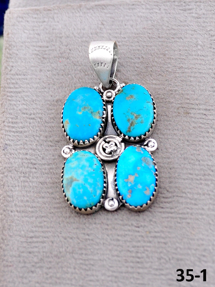 Southwest Handmade Santa Maria Turquoise & Sterling Silver Pendants