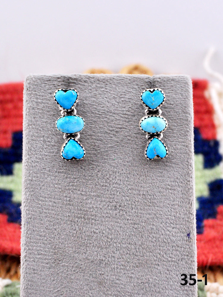 Southwest Made Blue Bird & Sterling Silver Post Earrings