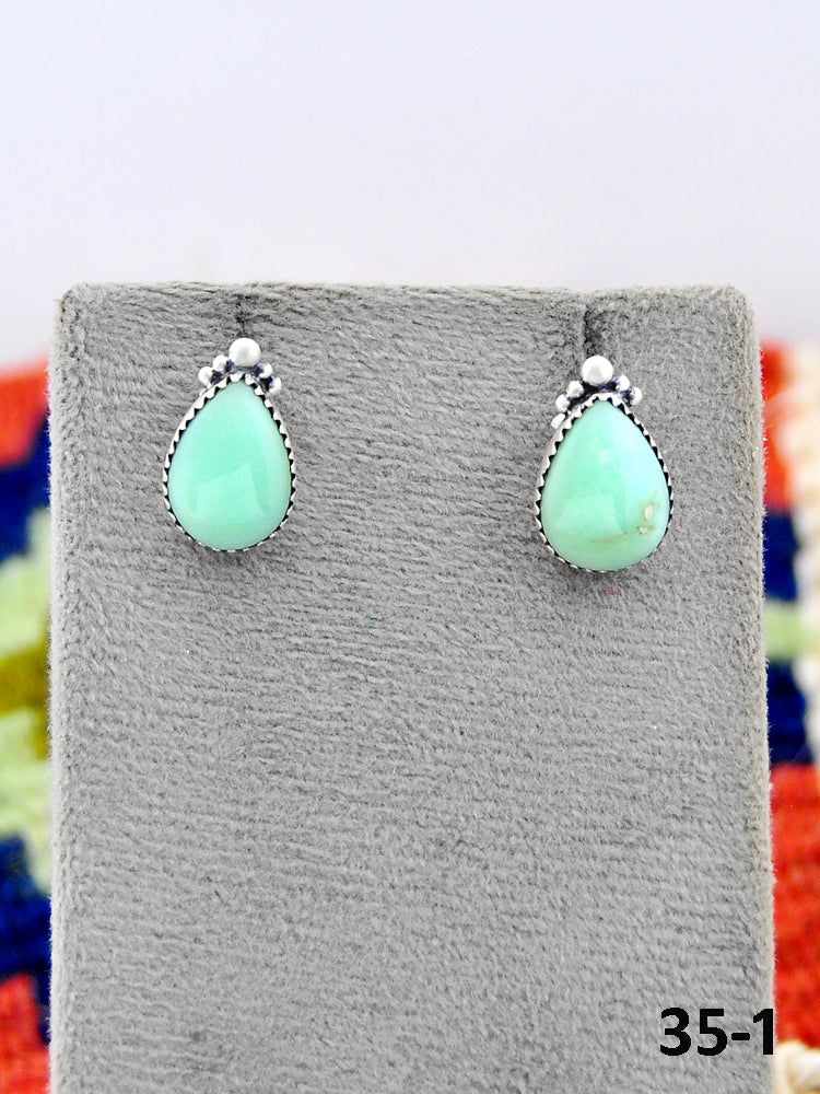 Southwest Made Paloma Turquoise & Sterling Silver Studs Earrings