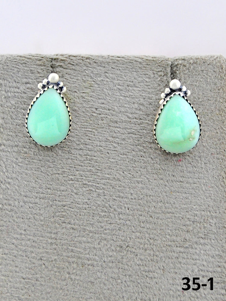 Southwest Made Paloma Turquoise & Sterling Silver Studs Earrings