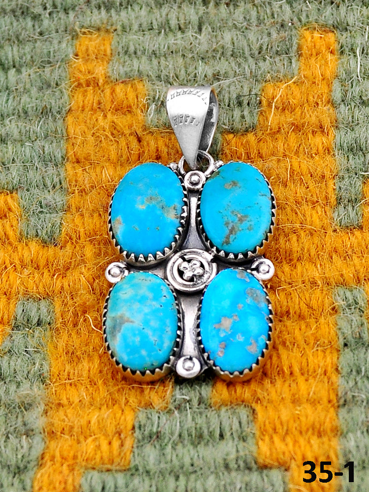 Southwest Handmade Santa Maria Turquoise & Sterling Silver Pendants
