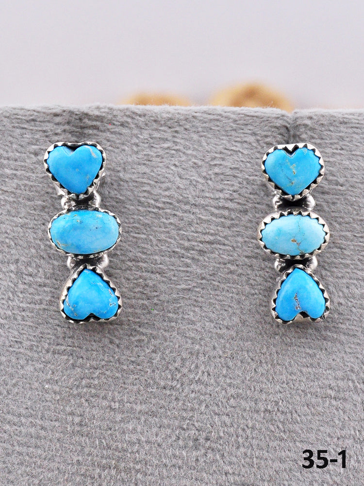 Southwest Made Blue Bird & Sterling Silver Post Earrings