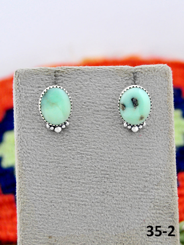 Southwest Made Paloma Turquoise & Sterling Silver Studs Earrings