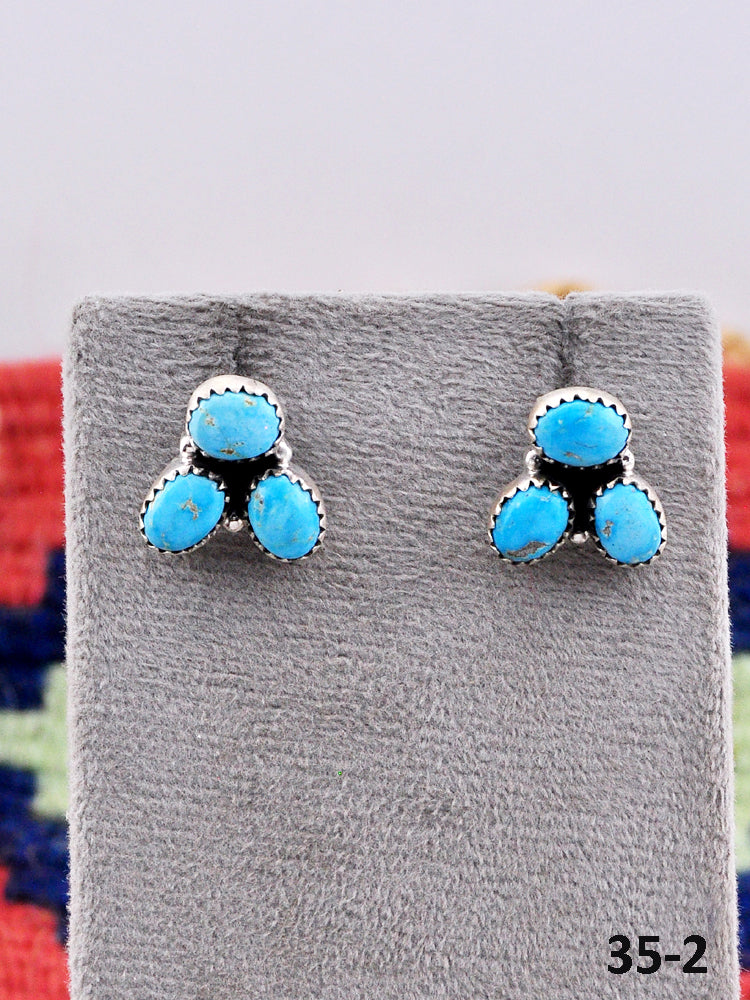 Southwest Made Blue Bird & Sterling Silver Post Earrings