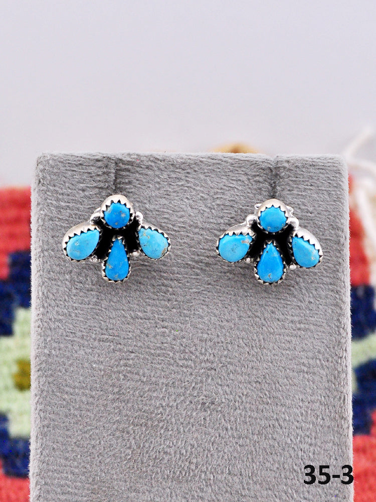 Southwest Made Blue Bird & Sterling Silver Post Earrings