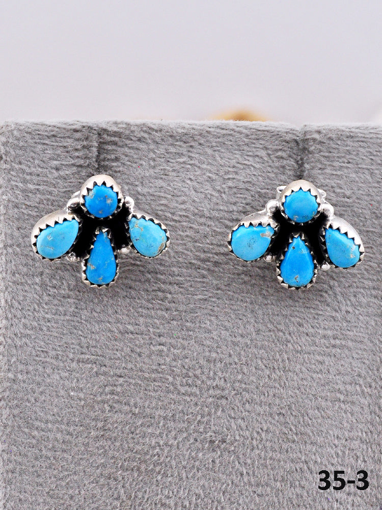 Southwest Made Blue Bird & Sterling Silver Post Earrings