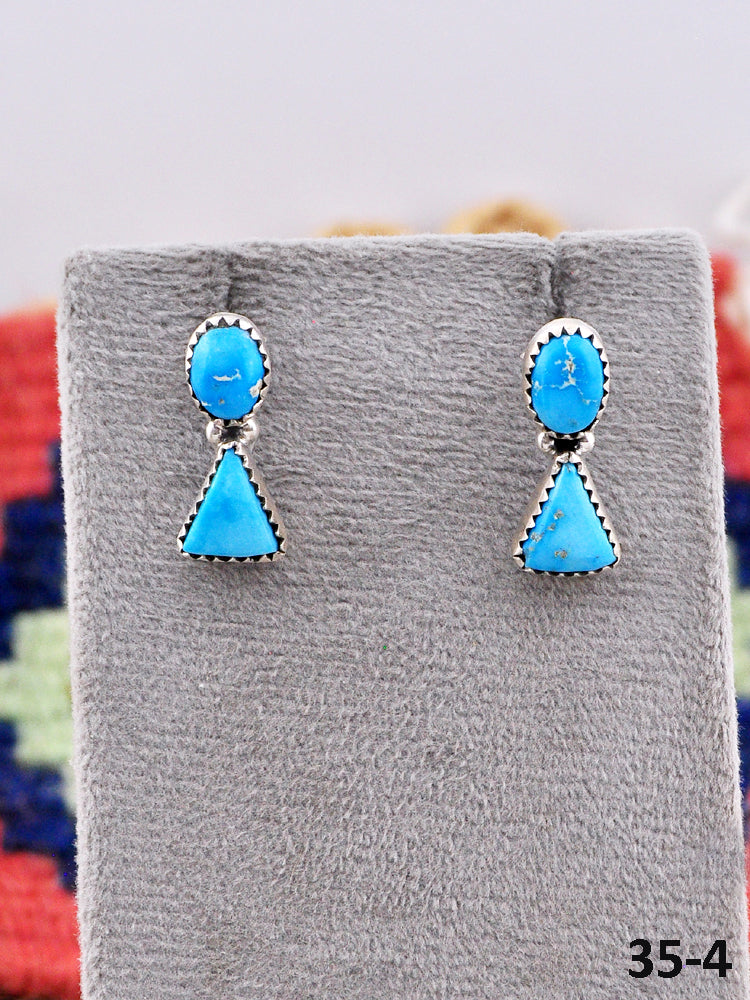 Southwest Made Blue Bird & Sterling Silver Post Earrings