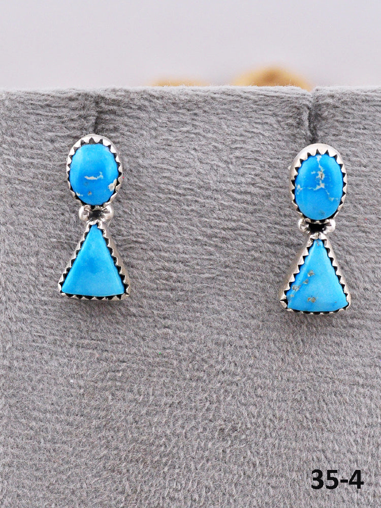 Southwest Made Blue Bird & Sterling Silver Post Earrings