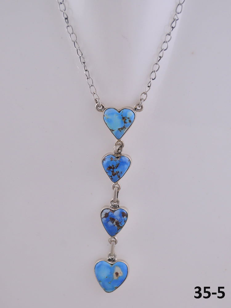 Southwest Handmade Golden Hill’s Turquoise & Sterling Silver Heart Necklace