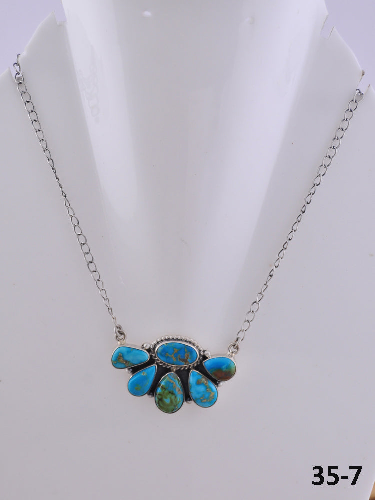 Southwest Handmade South Hill Turquoise & Sterling Silver Necklace