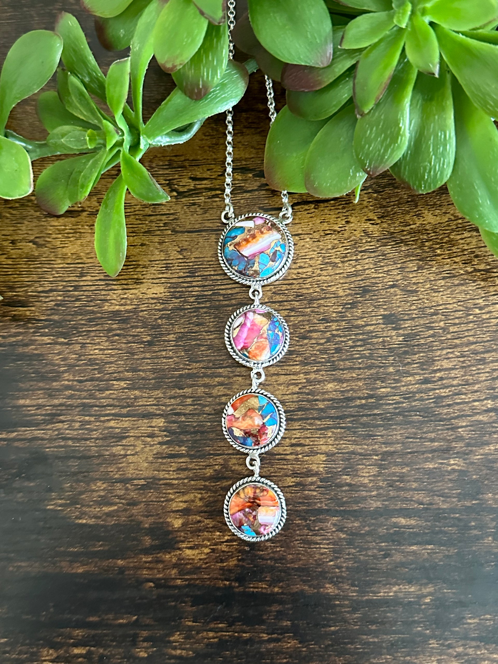 Southwest Made Mohave Turquoise & Sterling Silver Necklace