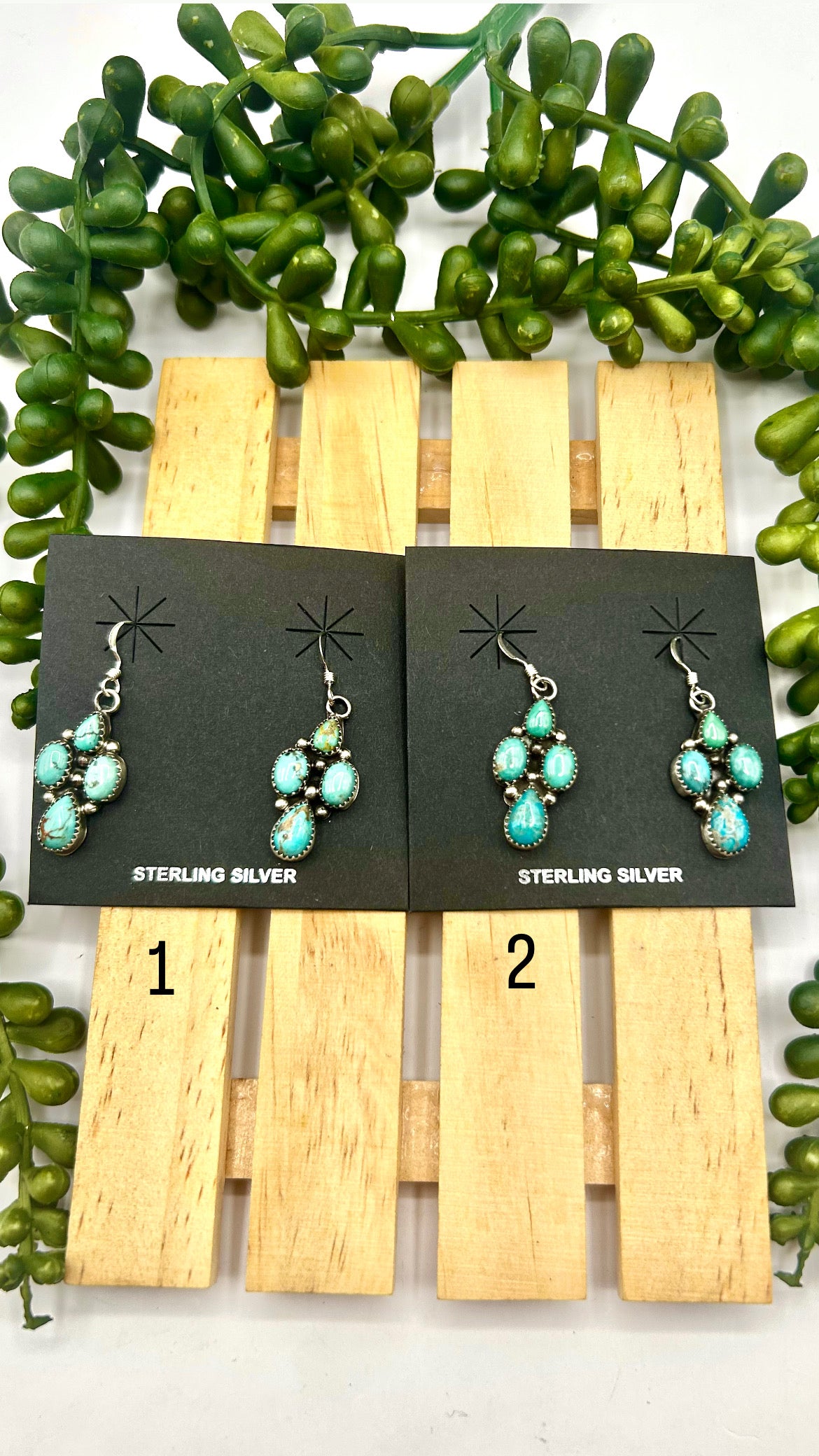 Julia Etsitty Kingman Turquoise & Sterling Silver Hook Earrings