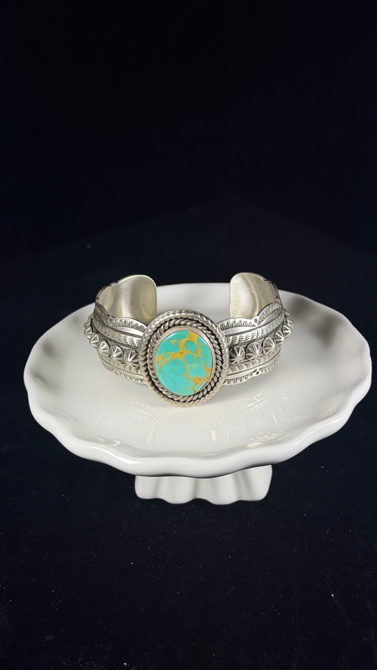 Navajo Made Royston Turquoise  & Sterling Silver Cuff Bracelet