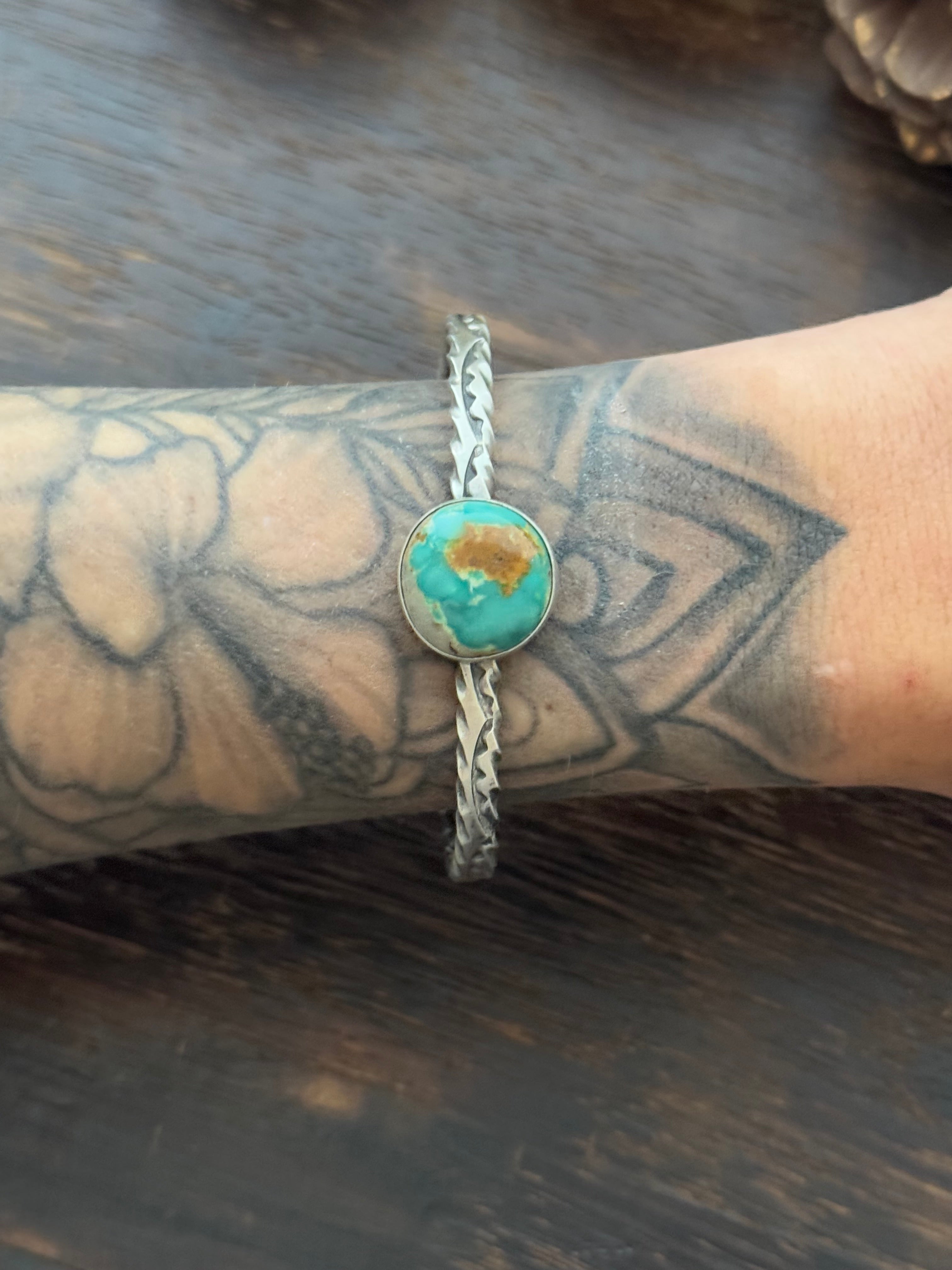 Navajo Made Royston Turquoise & Sterling Silver Cuff Bracelet