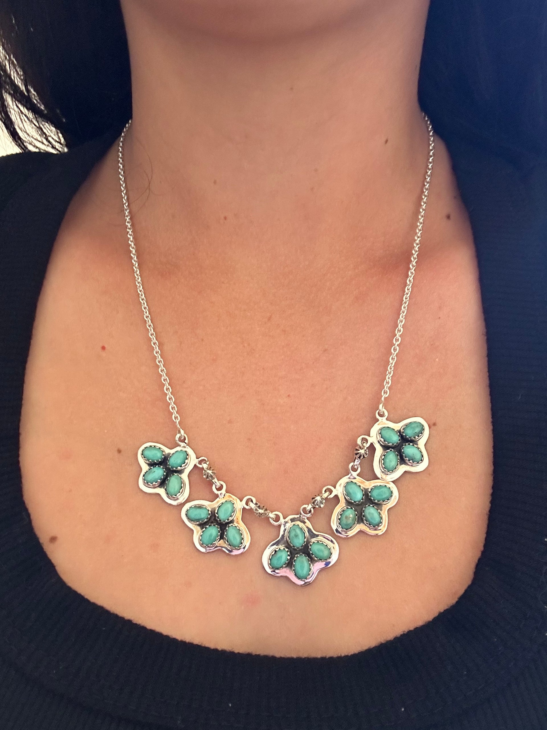 Southwest Made Kingman Turquoise & Sterling Silver Necklace