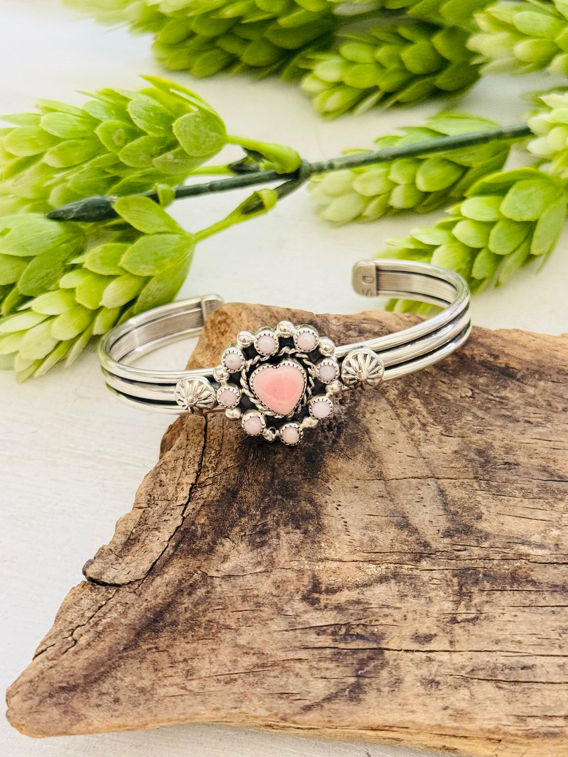 Duane Smith Pink Conch & Sterling Silver Cuff Bracelet