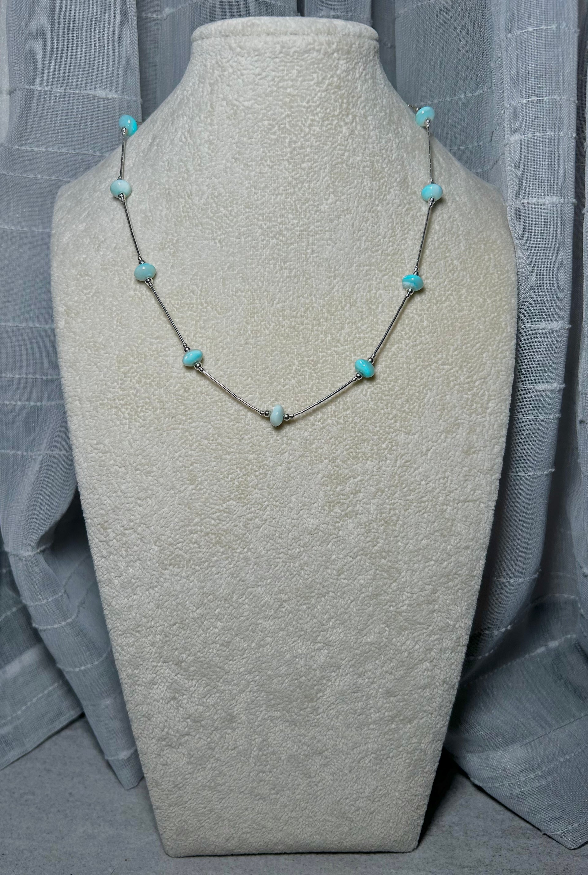 Navajo Made Opal & Sterling Silver Strung Necklace