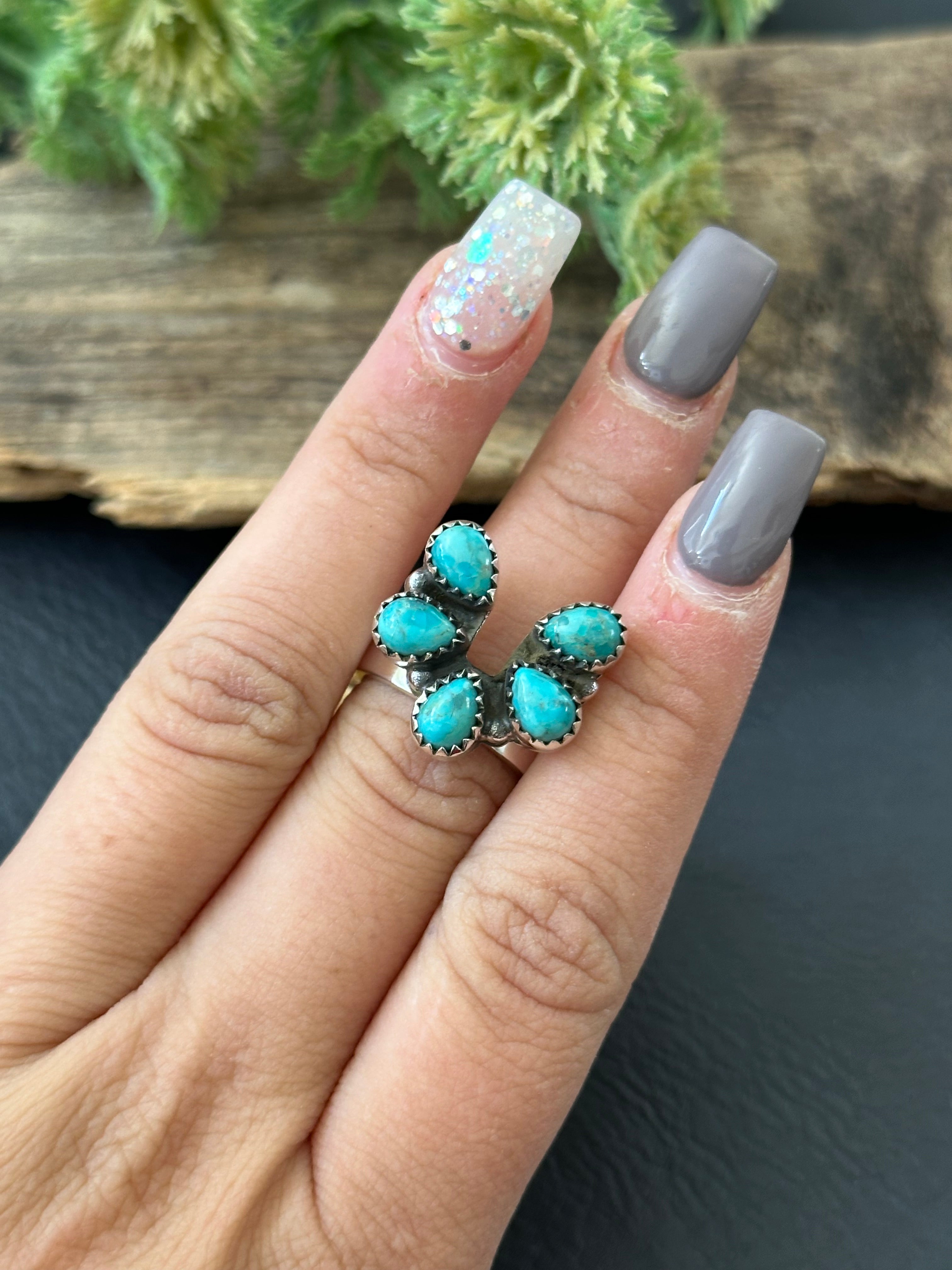 TTD “LUCKY” Kingman Turquoise & Sterling Silver Naja Ring