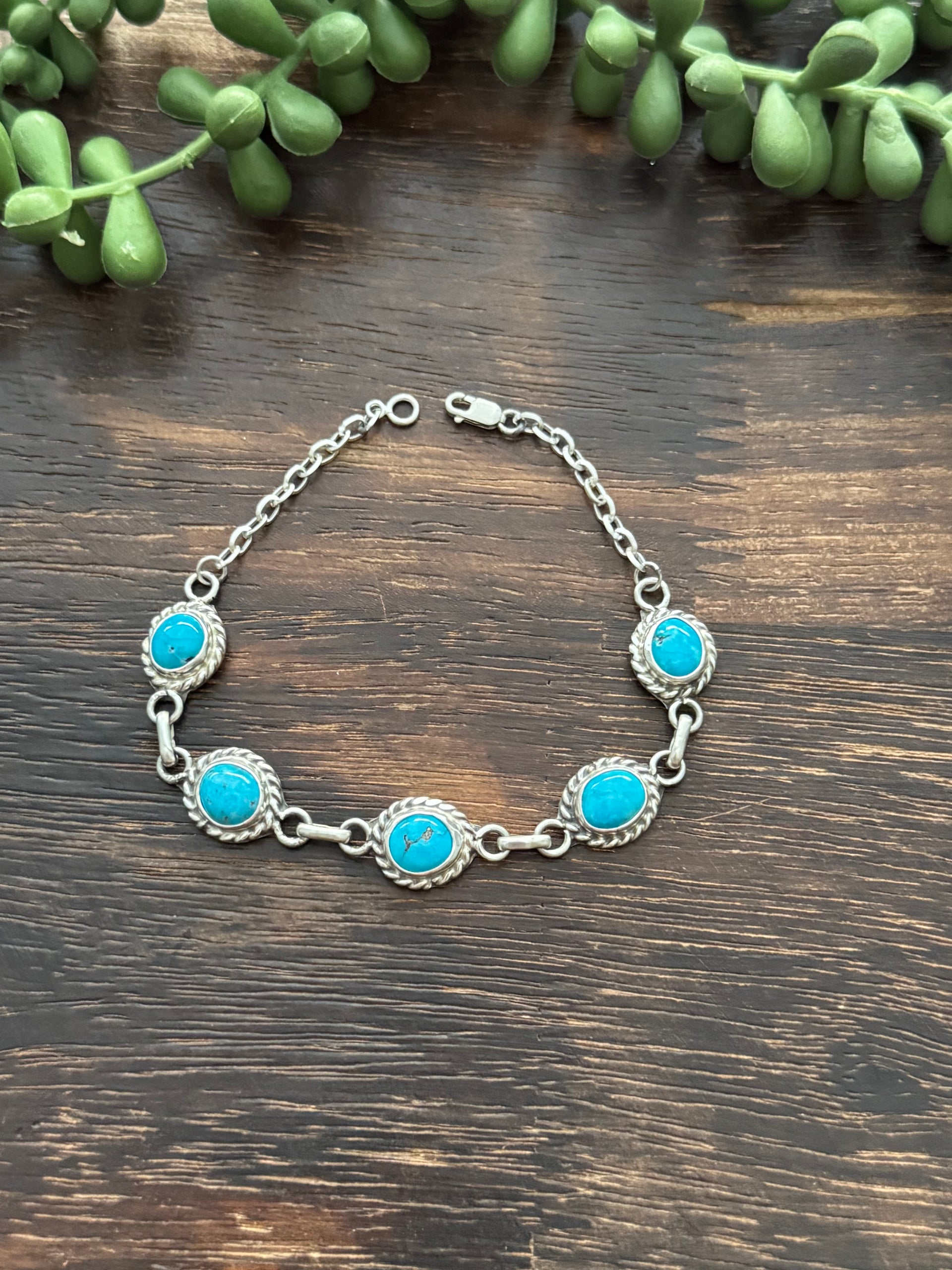 Alice Johnson Kingman Turquoise & Sterling Silver Link Bracelet