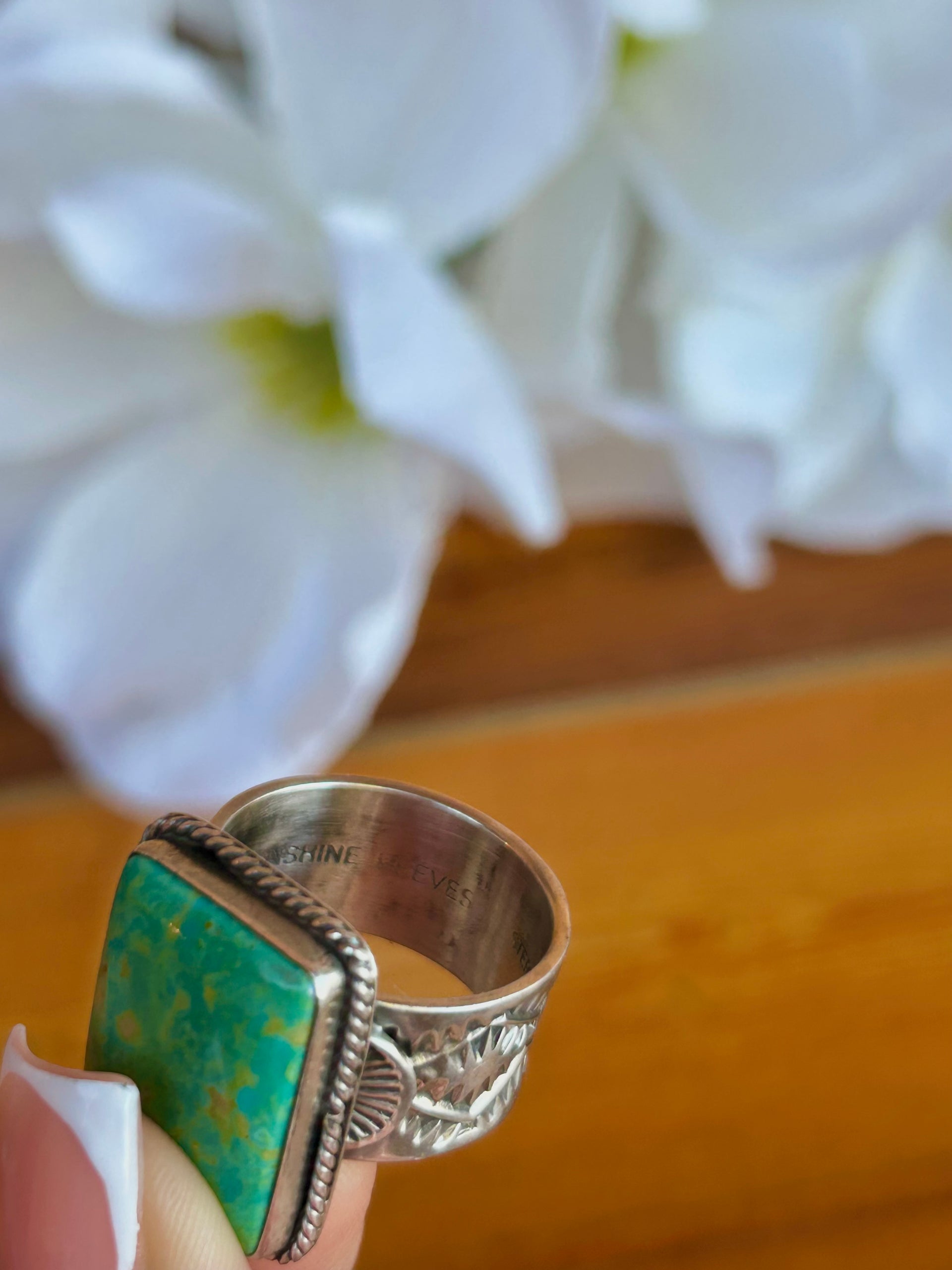 Sunshine Reeves Kingman Turquoise & Sterling Silver Ring Size 10.25