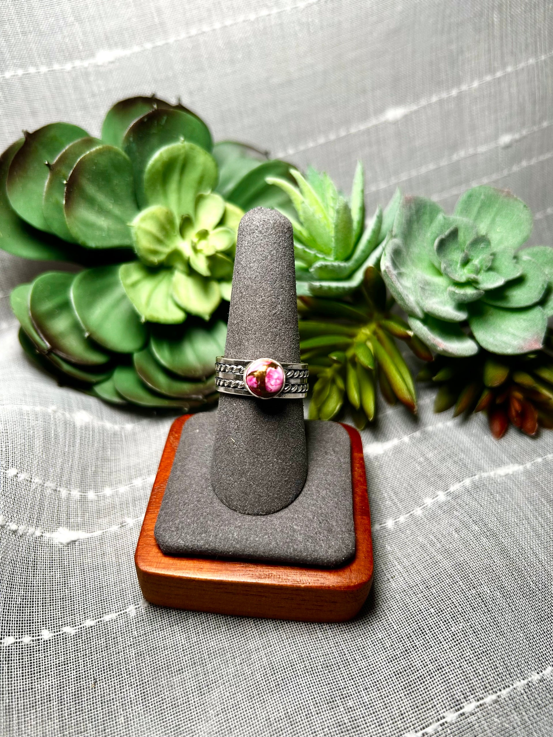 Navajo Made Mohave Turquoise & Sterling Silver Ring Size 8.75