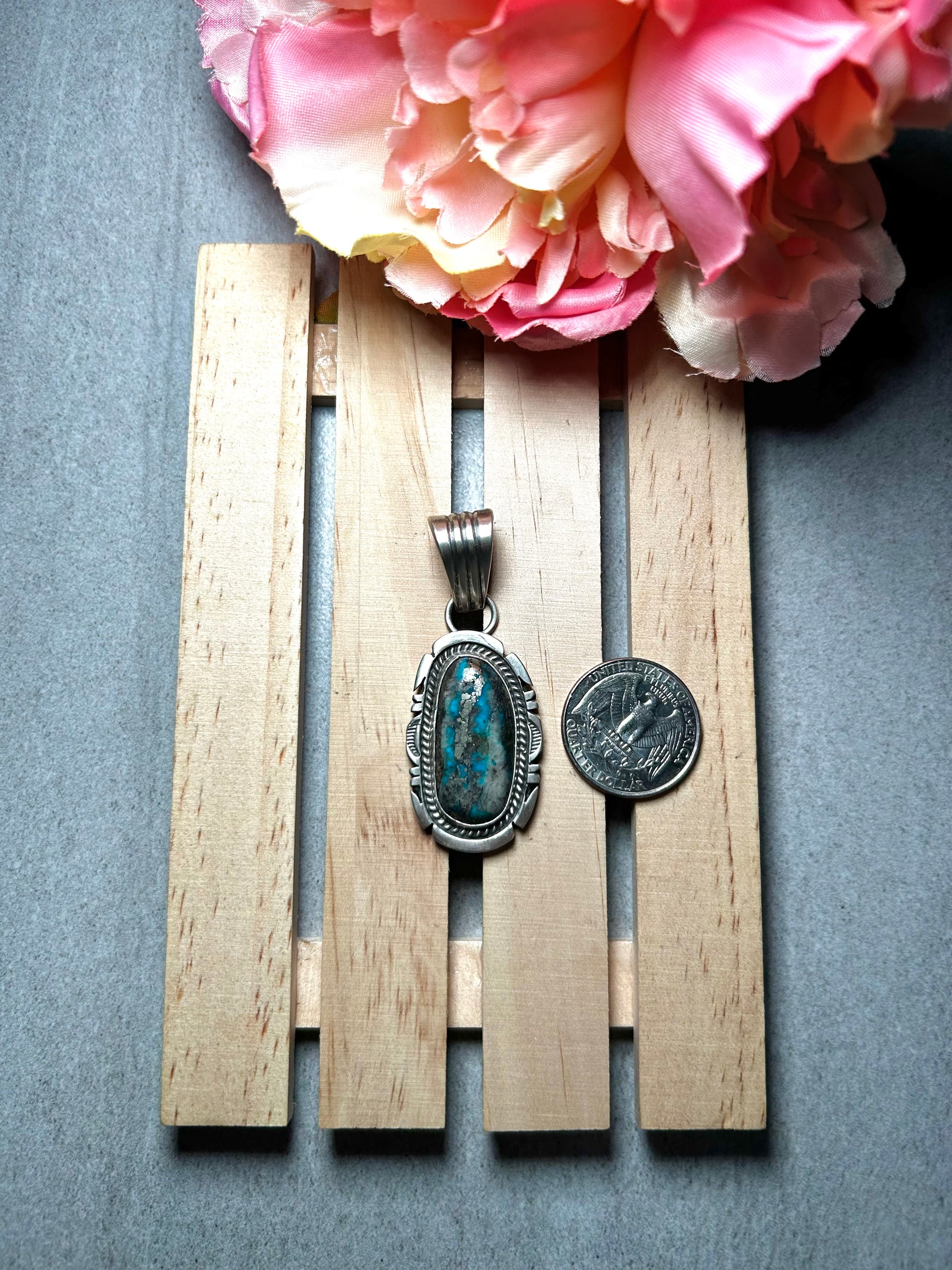 Jon McCray Morenci Turquoise & Sterling Silver Pendant