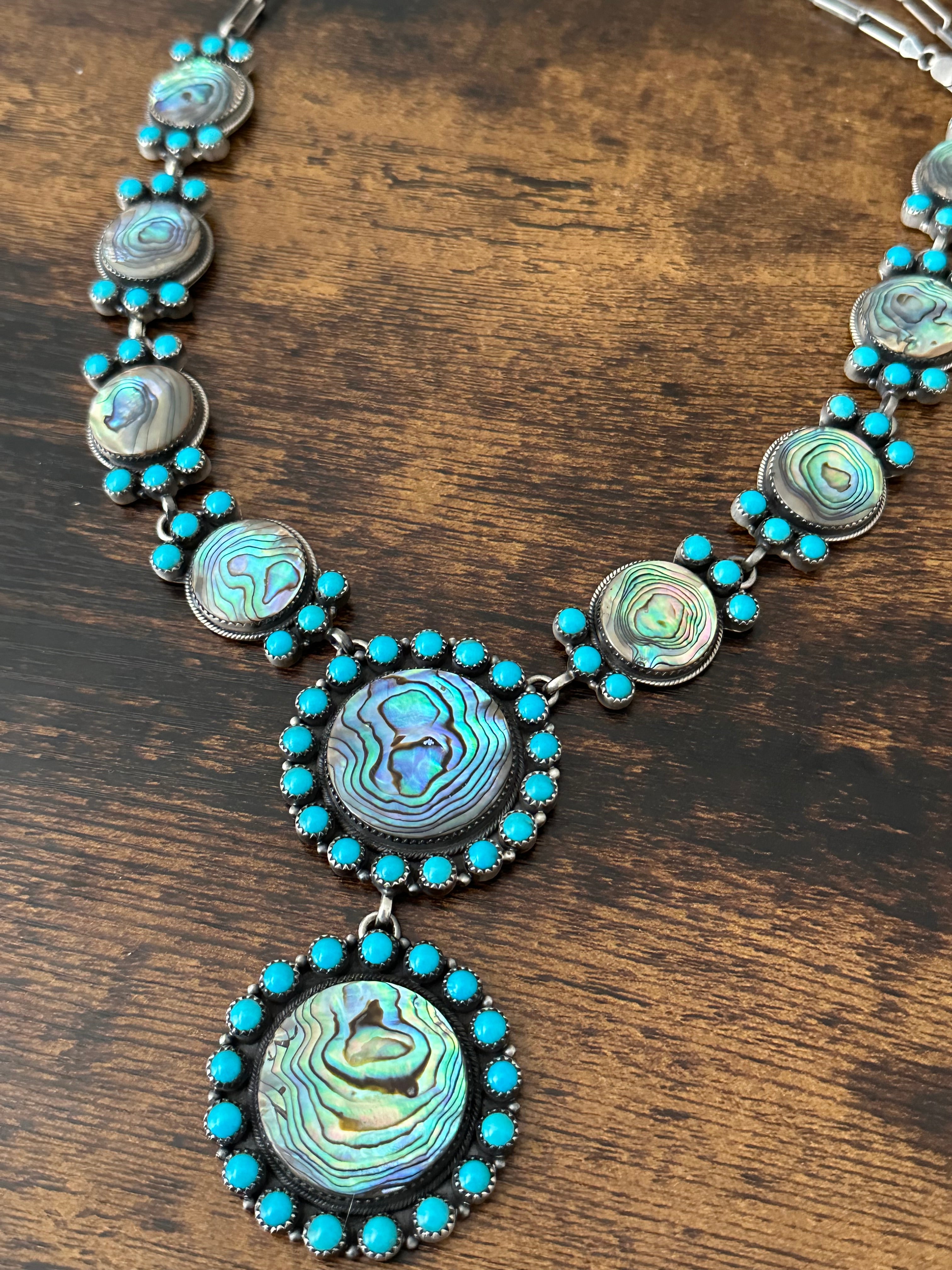 Navajo Made Multi Stone & Sterling Silver Necklace