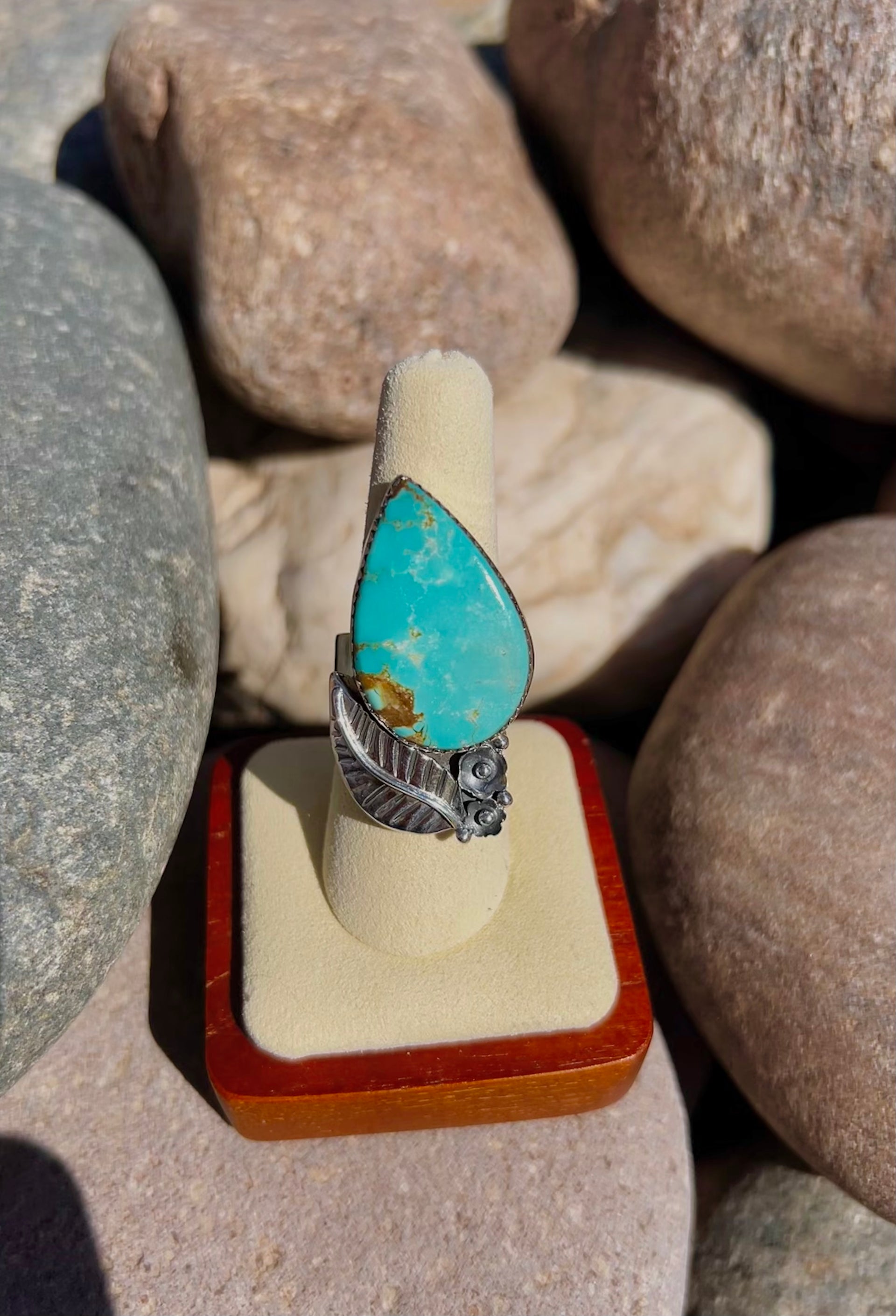 Southwest Number 8 Turquoise & Sterling Silver Ring Size 7.5