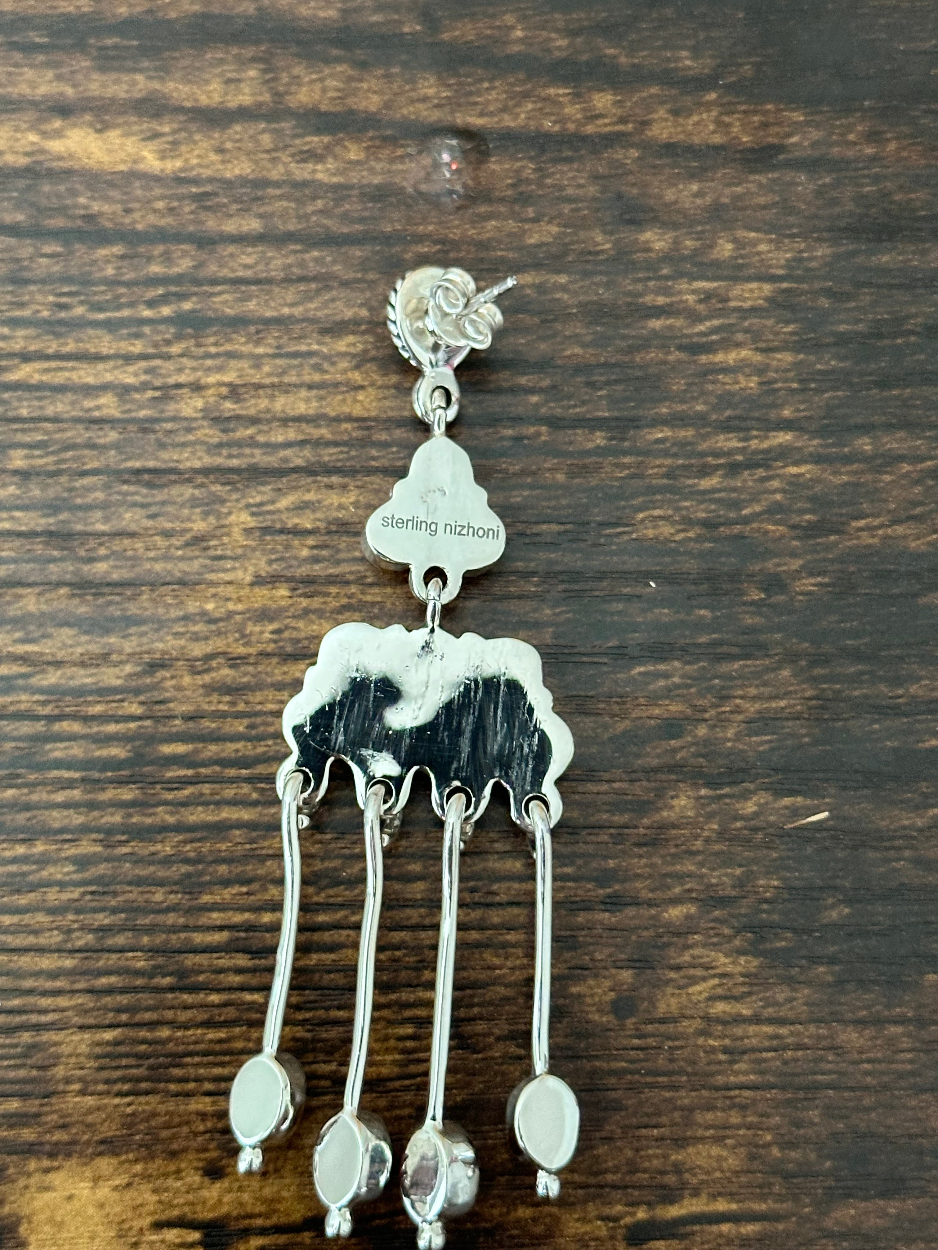 Southwest Handmade Wild Horse & Sterling Silver Post Dangle Earrings